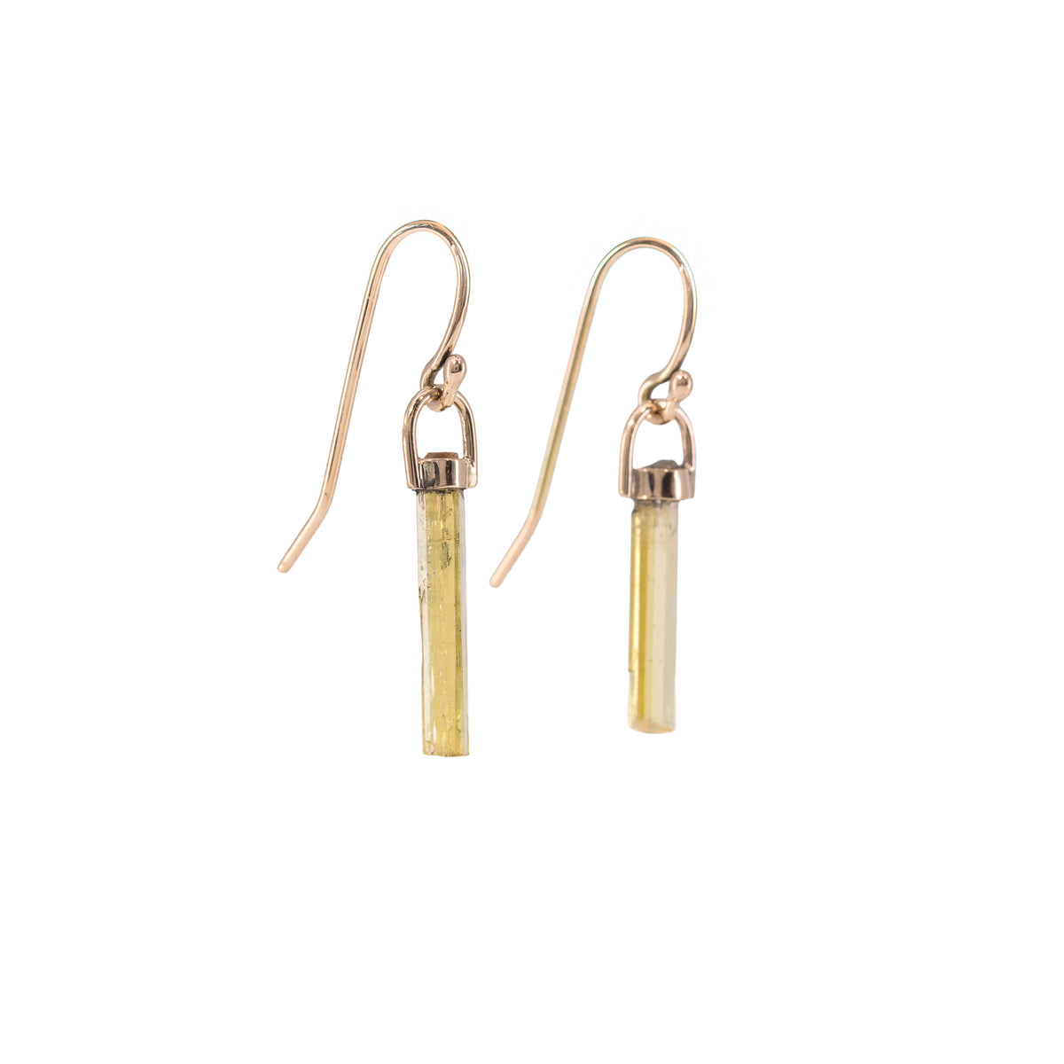 Heliodor 2.65 carat 14K gold crystal earrings, alternate view
