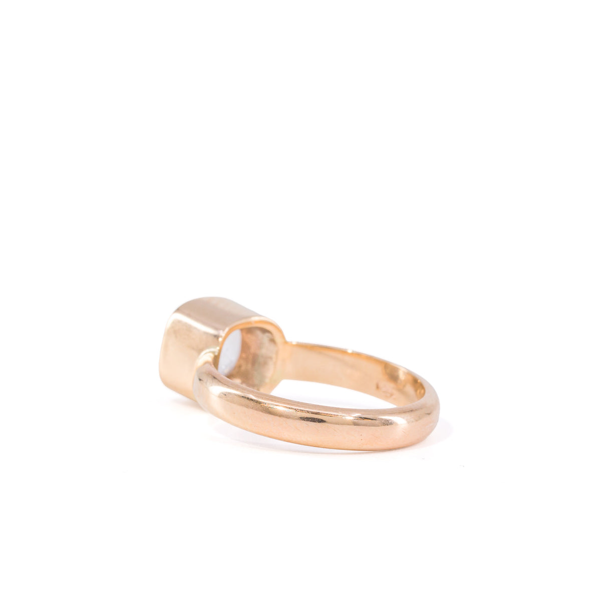 Faceted Phenakite gemstone ring handcrafted in 14K, reverse view