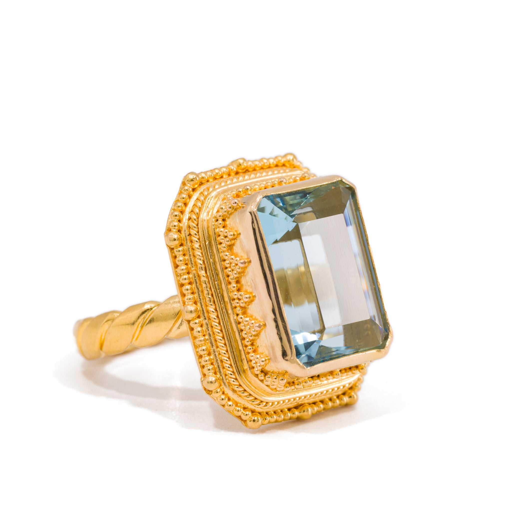 Aquamarine 9.08 Carat 22k Handcrafted Gemstone Ring - LLO-122 - Crystalarium