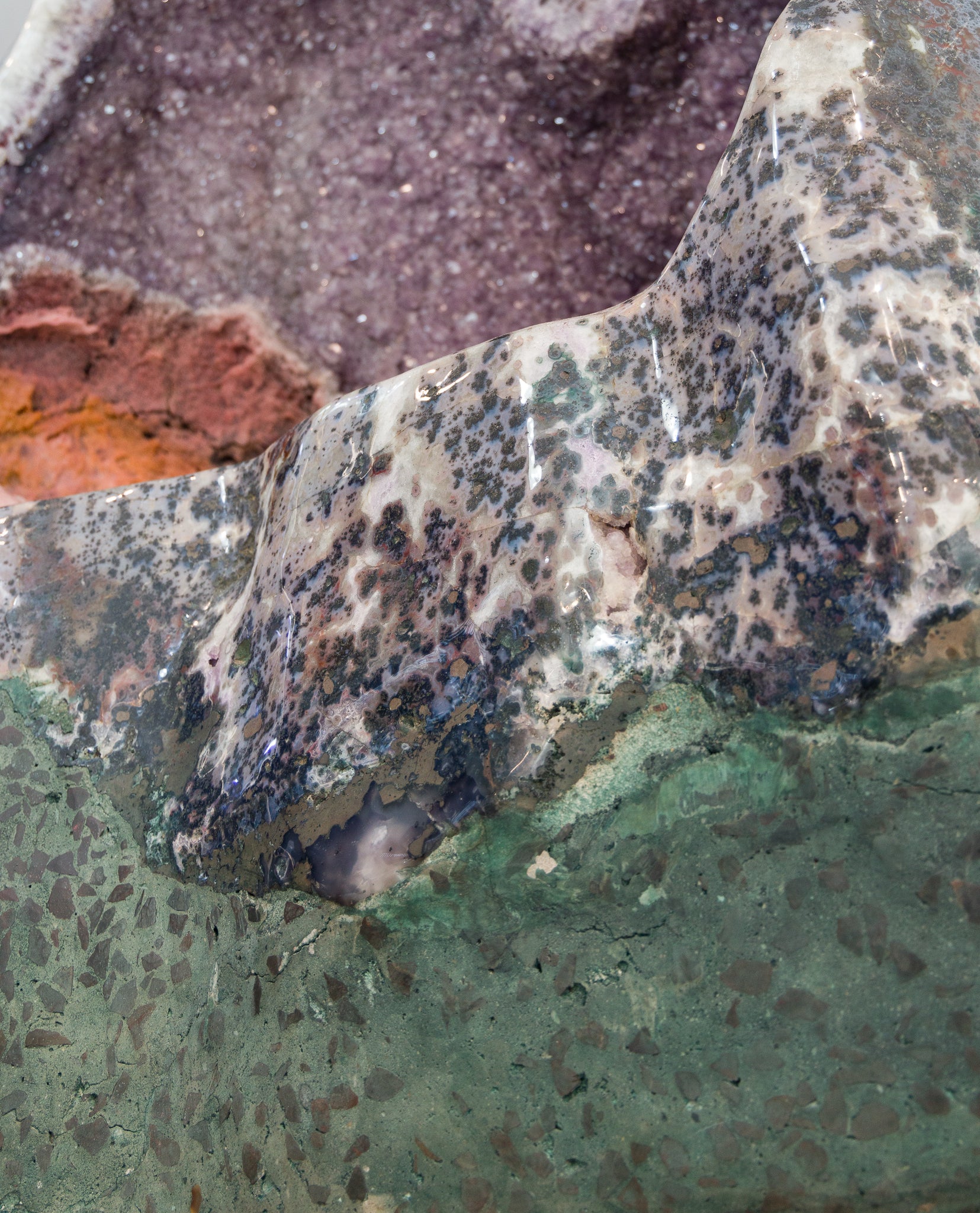 Amethyst Geode 7ft 1109kg Throne with Pink Amethyst & Jasper - Brazil - JJX-385 - Crystalarium