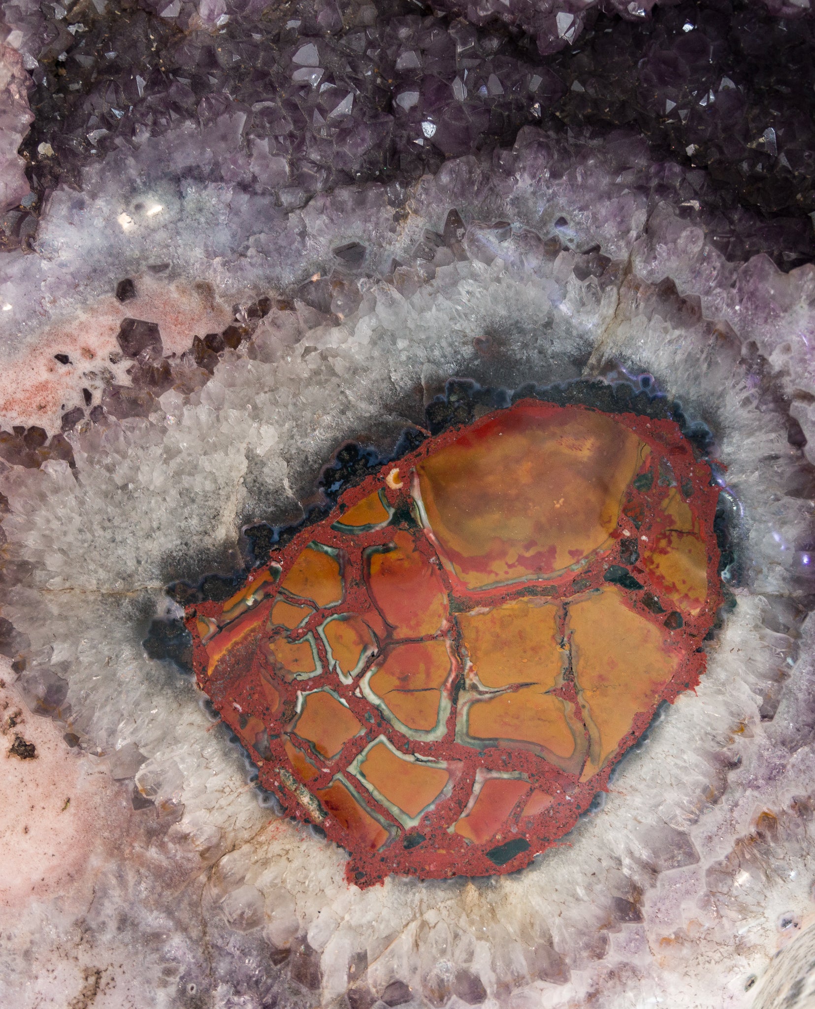 Amethyst Geode 7ft 1109kg Throne with Pink Amethyst & Jasper - Brazil - JJX-385 - Crystalarium