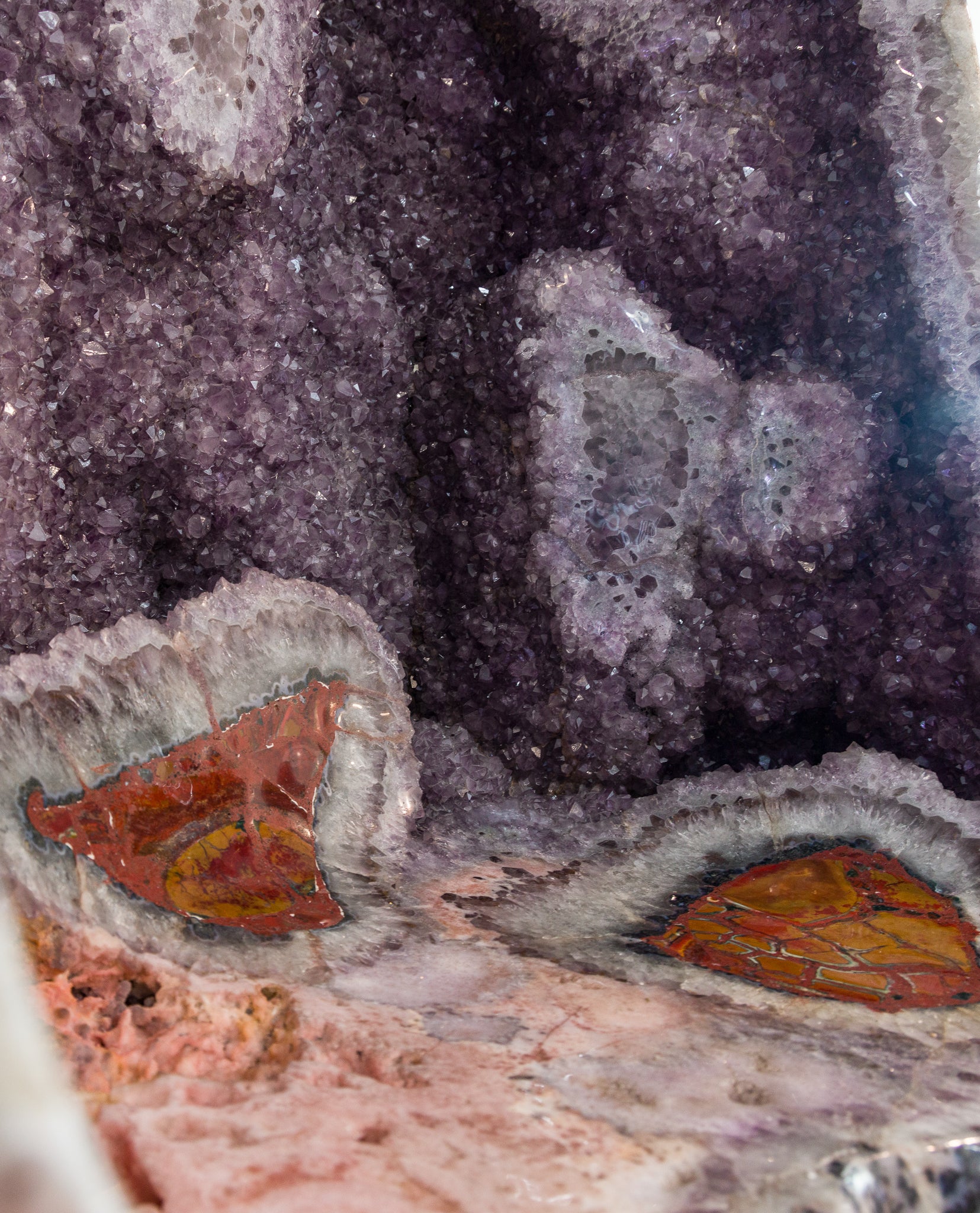 Amethyst Geode 7ft 1109kg Throne with Pink Amethyst & Jasper - Brazil - JJX-385 - Crystalarium