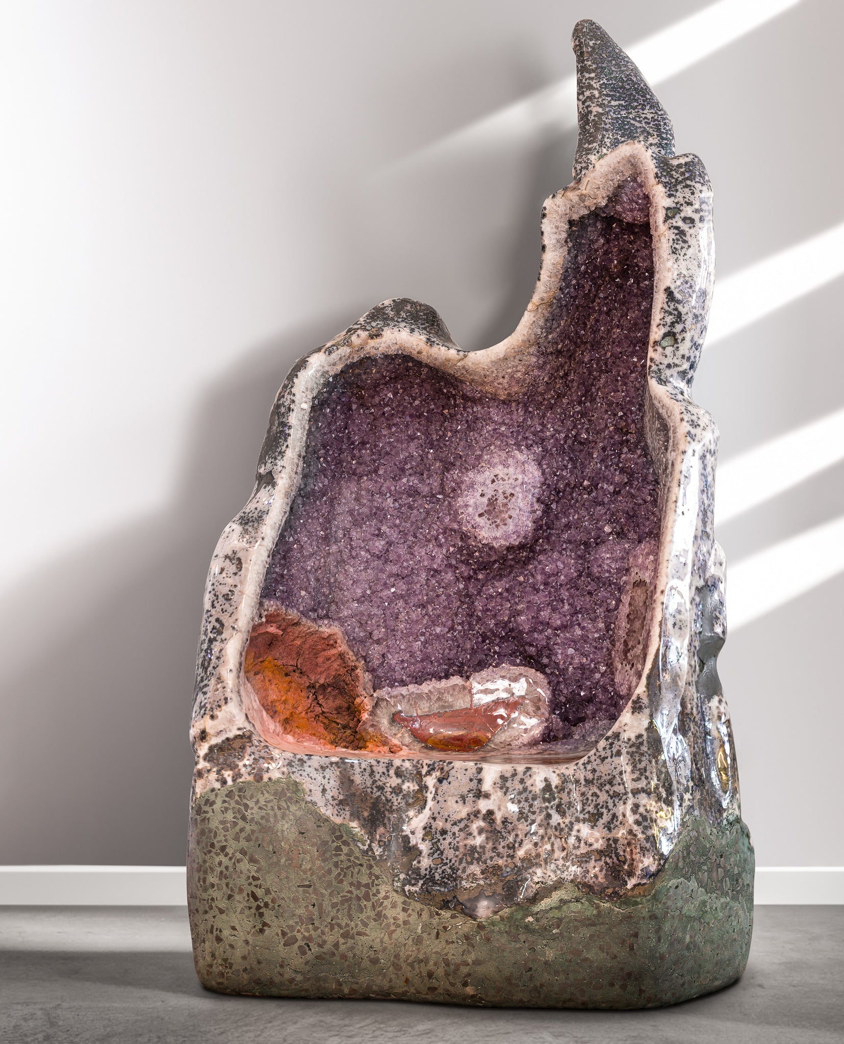 Amethyst Geode 7ft 1109kg Throne with Pink Amethyst & Jasper - Brazil - JJX-385 - Crystalarium