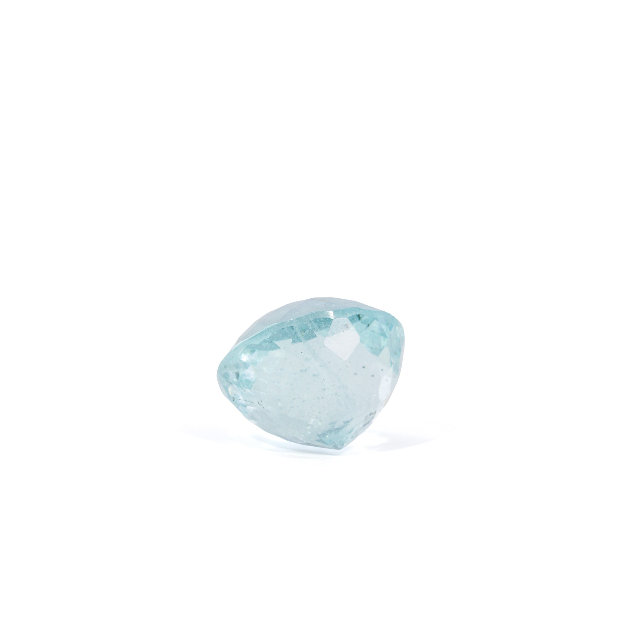 Large rounded freeform Aquamarine gemstone, side profile