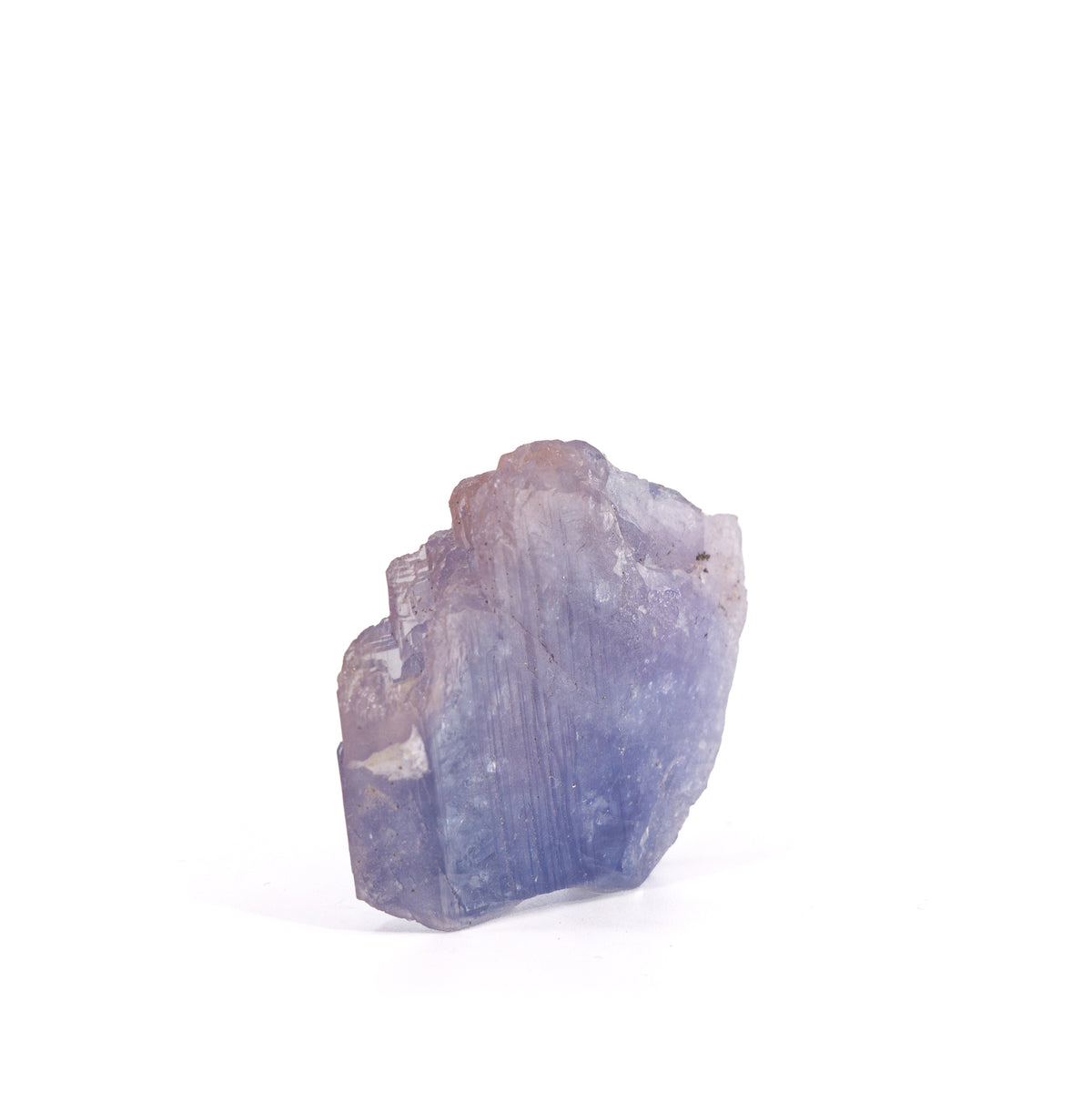 Axinite natural gem crystal specimen, narrow side view