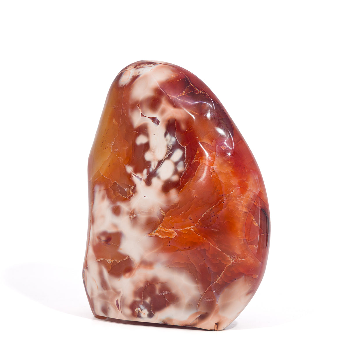 Angled view of Carnelian freeform from Madagascar