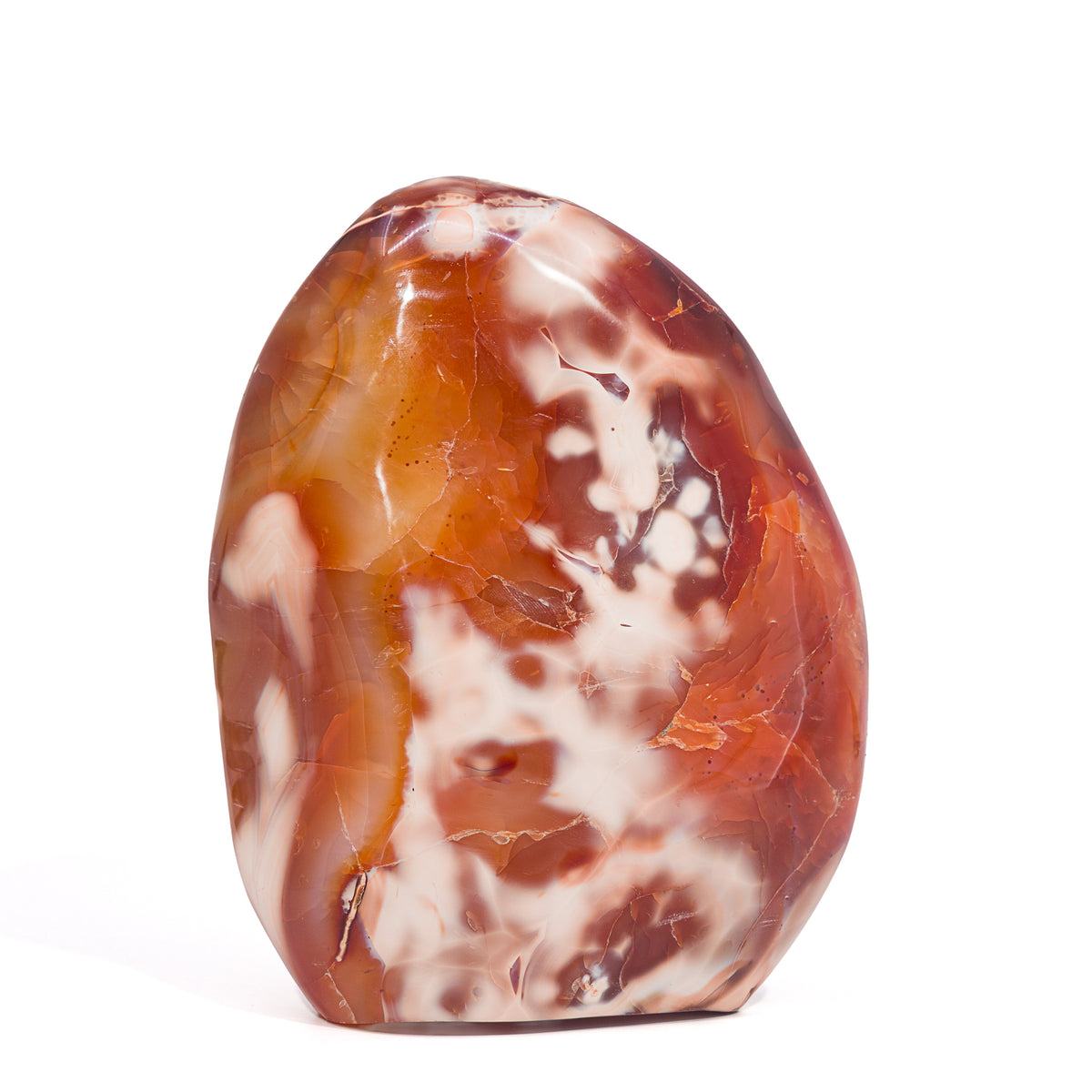 Large Carnelian polished freeform with orange and cream patterning