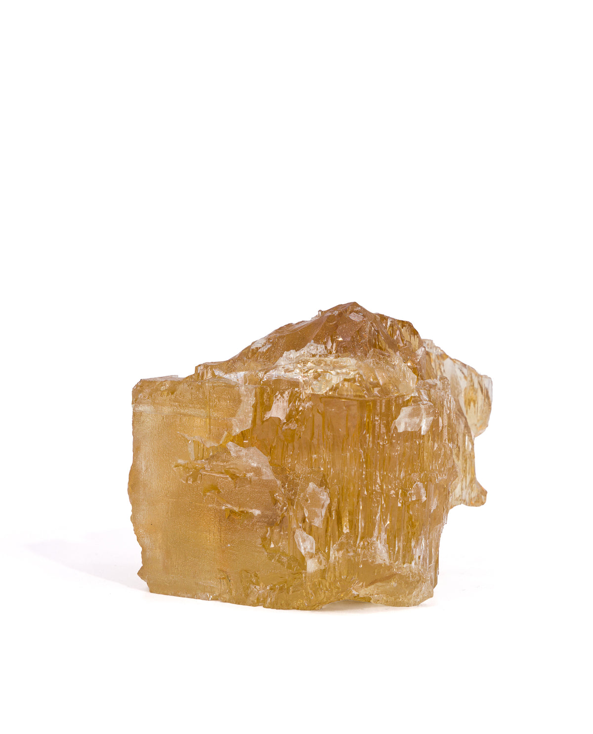 Heliodor natural etched gem crystal, reverse view