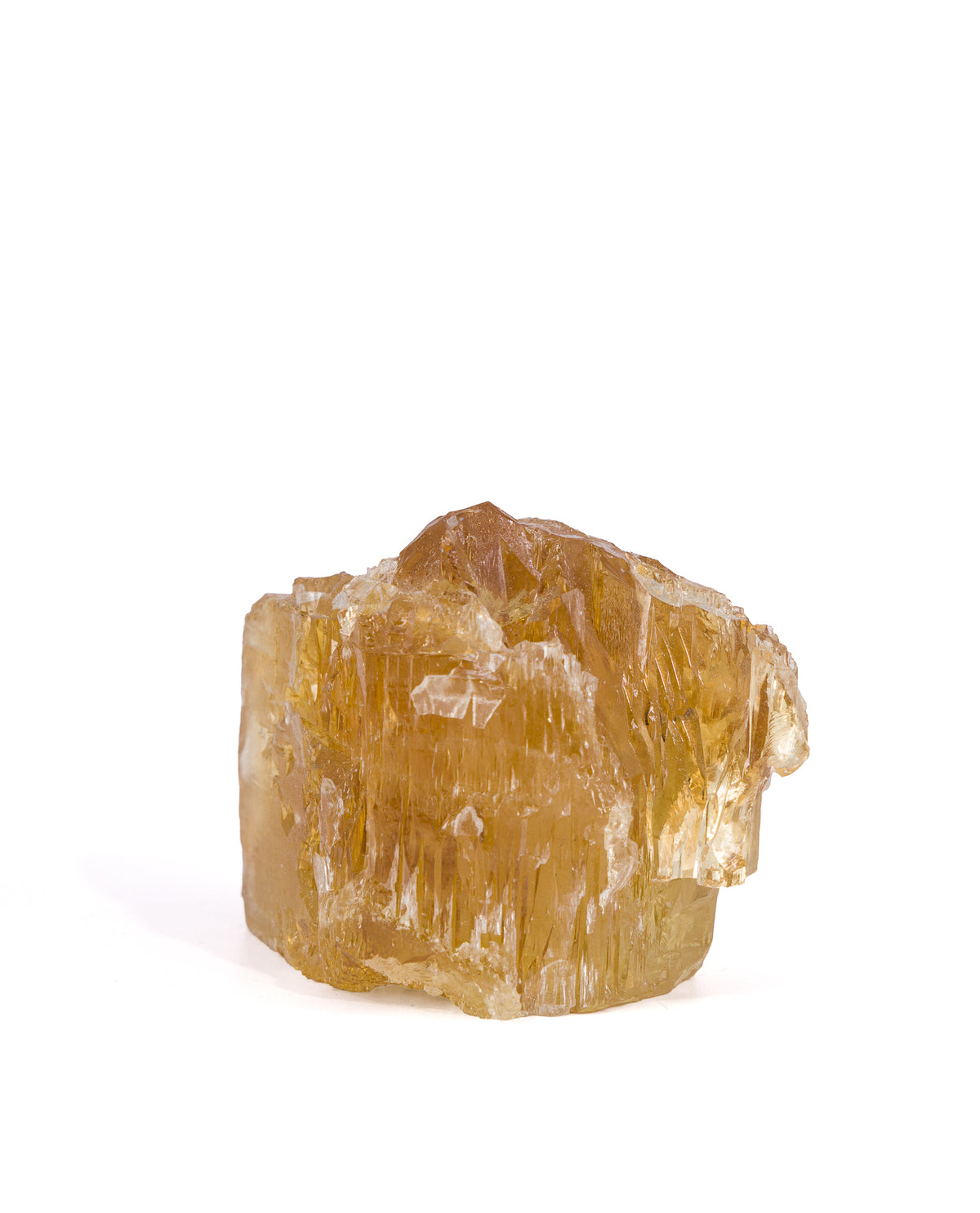 Heliodor natural etched gem crystal, opposite side view