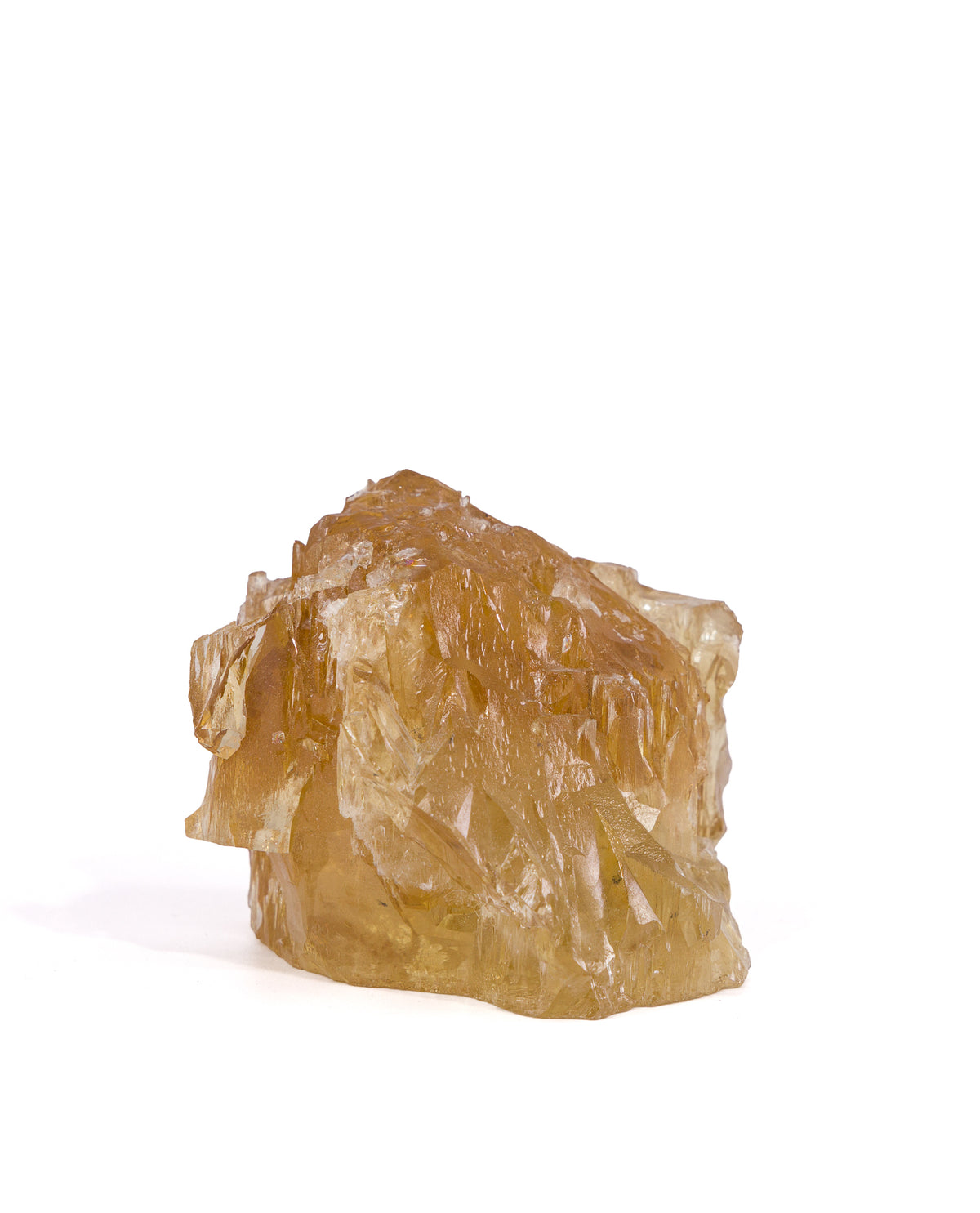 Heliodor natural etched gem crystal, front three-quarter view