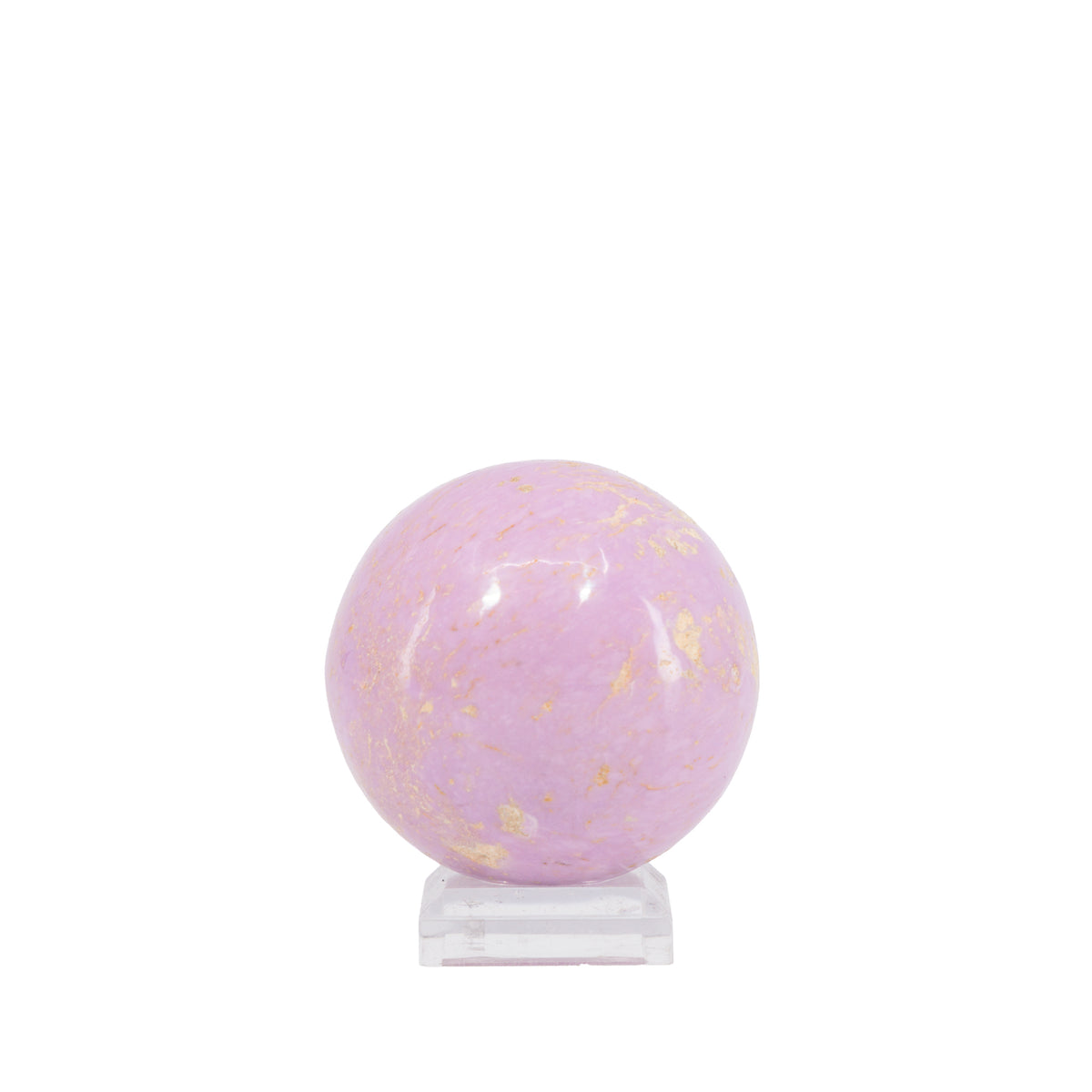 Lavender Phosphosiderite polished crystal sphere with golden-tan matrix