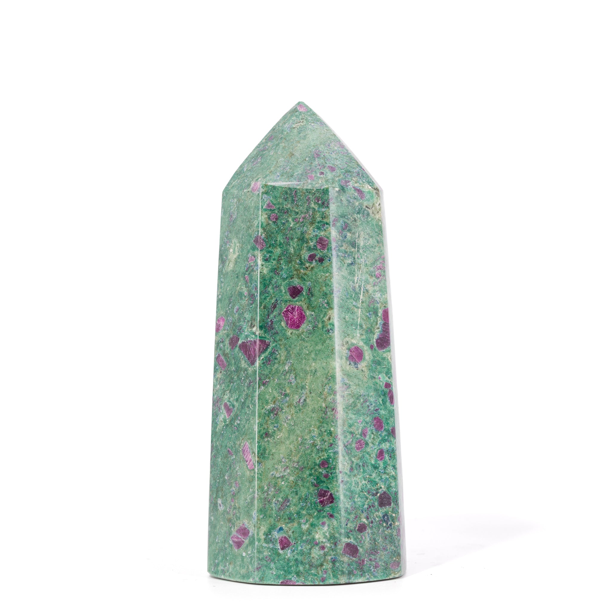 Ruby in Fuchsite polished crystal tower from India