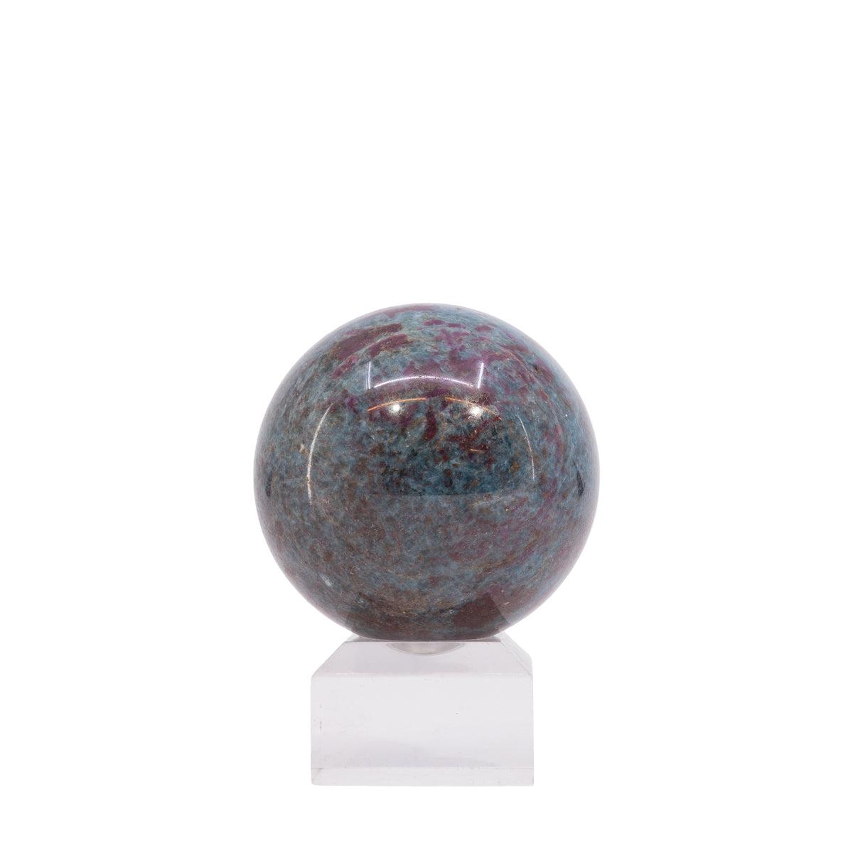 Ruby in Kyanite 413 gram 2.4 inch polished crystal sphere, alternate view