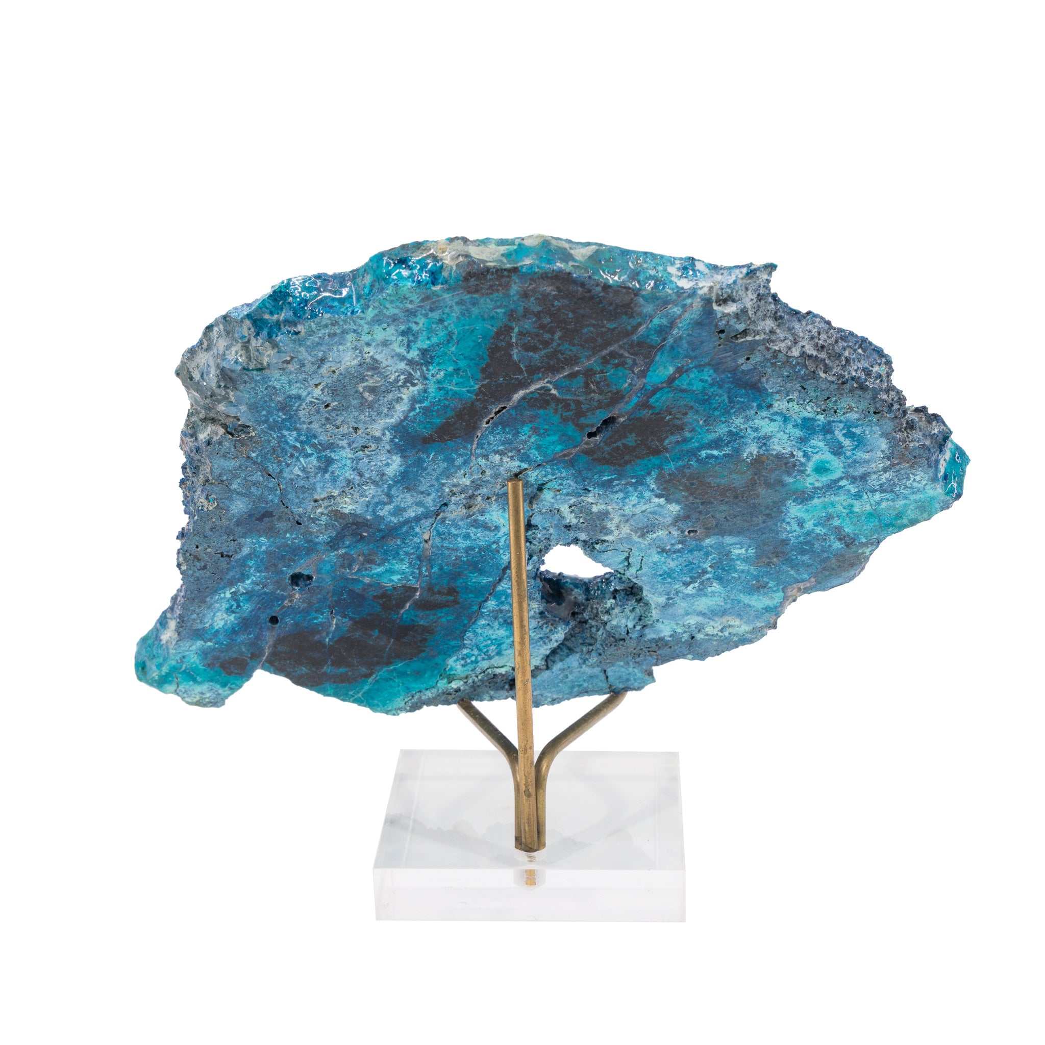 Chrysocolla & Shattuckite 7.2 Inch 408.29 Gram Polished Crystal Slice - Mexico - LLH-113 - Crystalarium