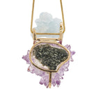 Amethyst 53.75 Carat with Aquamarine 14k Handcrafted Natural Crystal Pendant - KKO-215 - Crystalarium