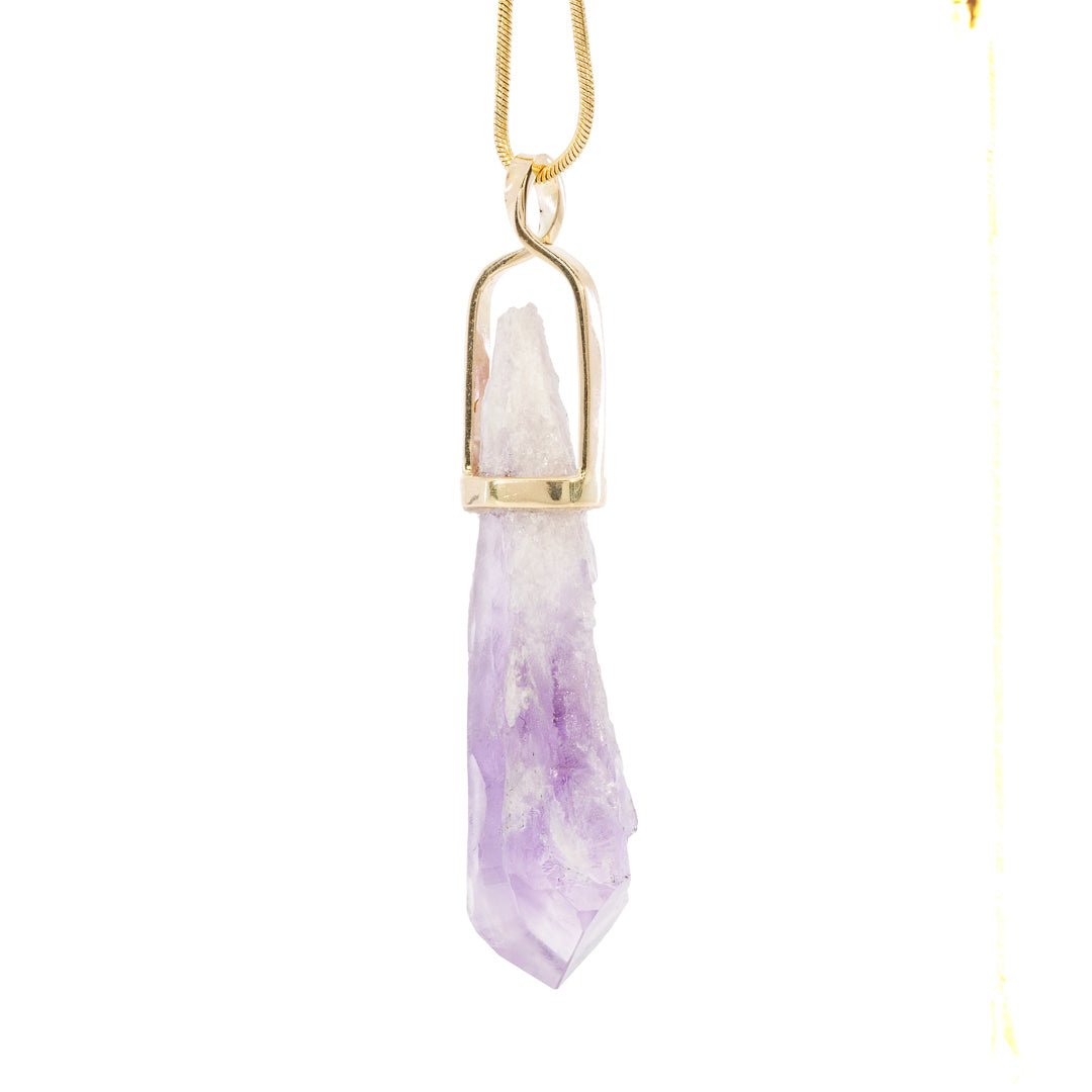 Amethyst 16.7 Carat Natural Crystal 14k Handcrafted Twist Pendant - KKO-091 - Crystalarium