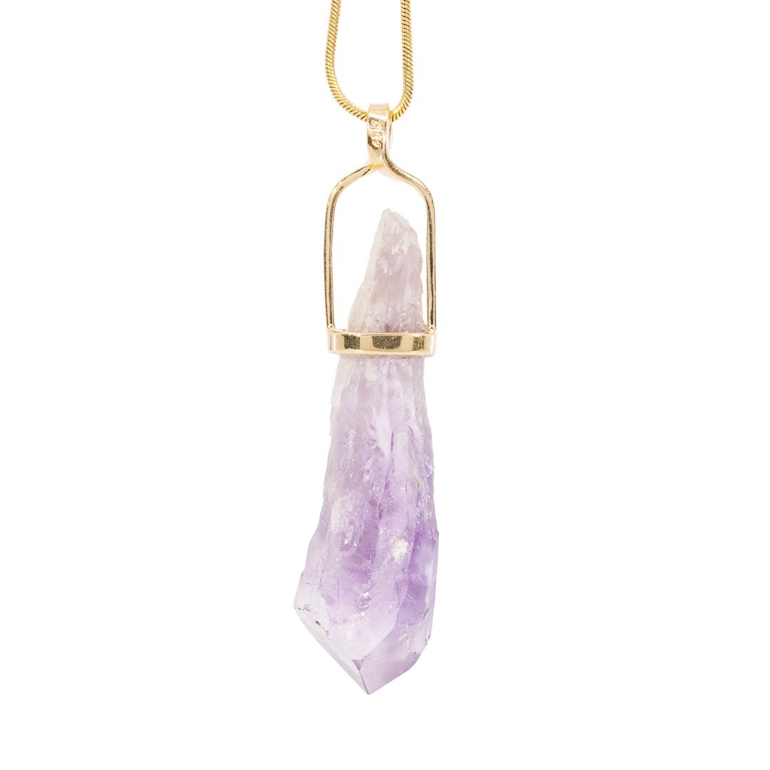 Amethyst 16.7 Carat Natural Crystal 14k Handcrafted Twist Pendant - KKO-091 - Crystalarium