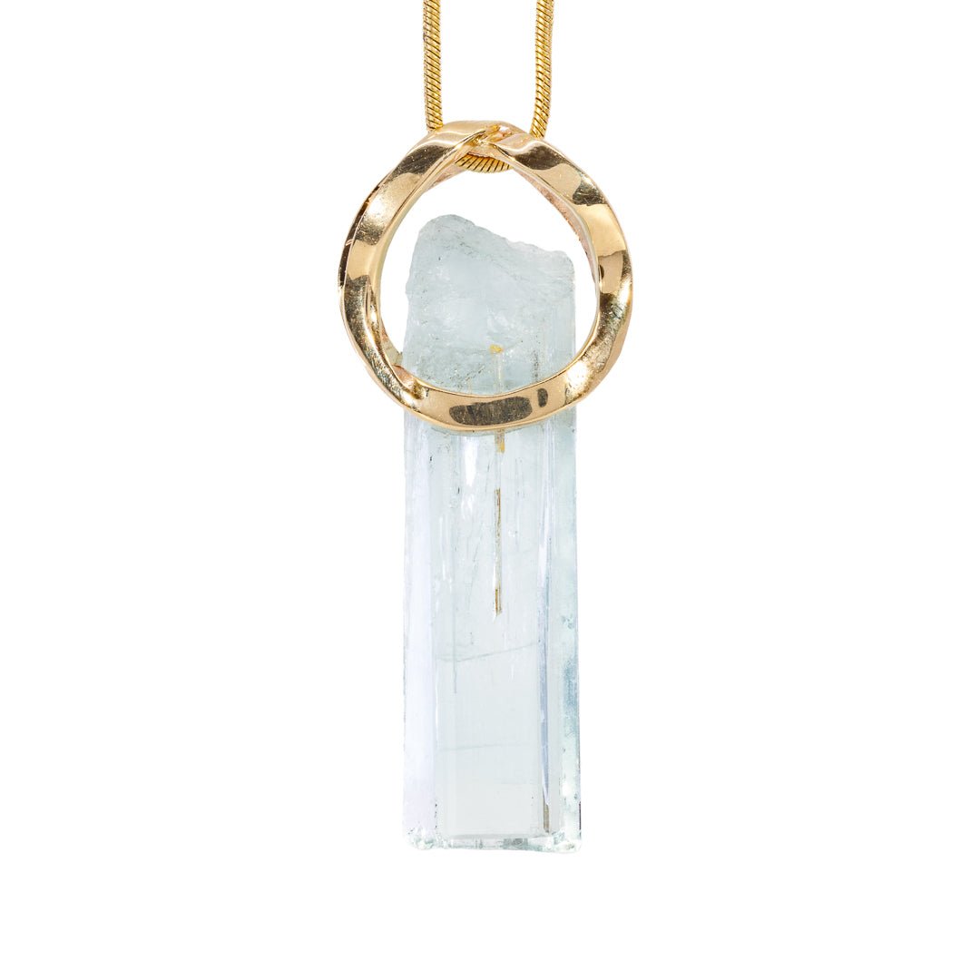 Aquamarine 27.99 Carat Natural Crystal 14k Handcrafted Pendant - KKO-089 - Crystalarium