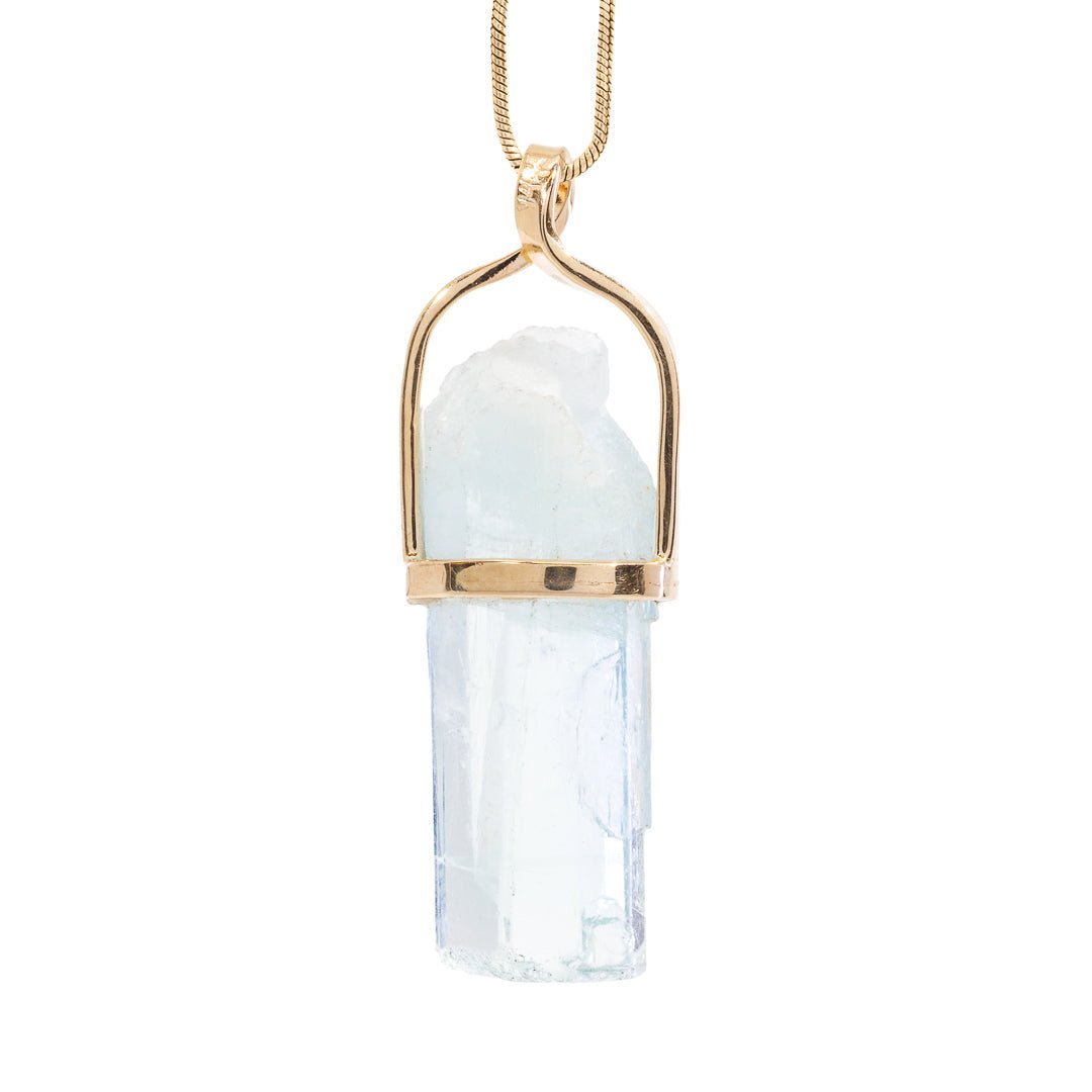 Aquamarine 26.07 Carat Natural Crystal 14k Handcrafted Twist Pendant - KKO-107 - Crystalarium