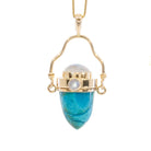 Chrysocolla 29.82 carat with Moonstone Gemstone 14K Handcrafted Vessel Pendant - CCO-082 - Crystalarium