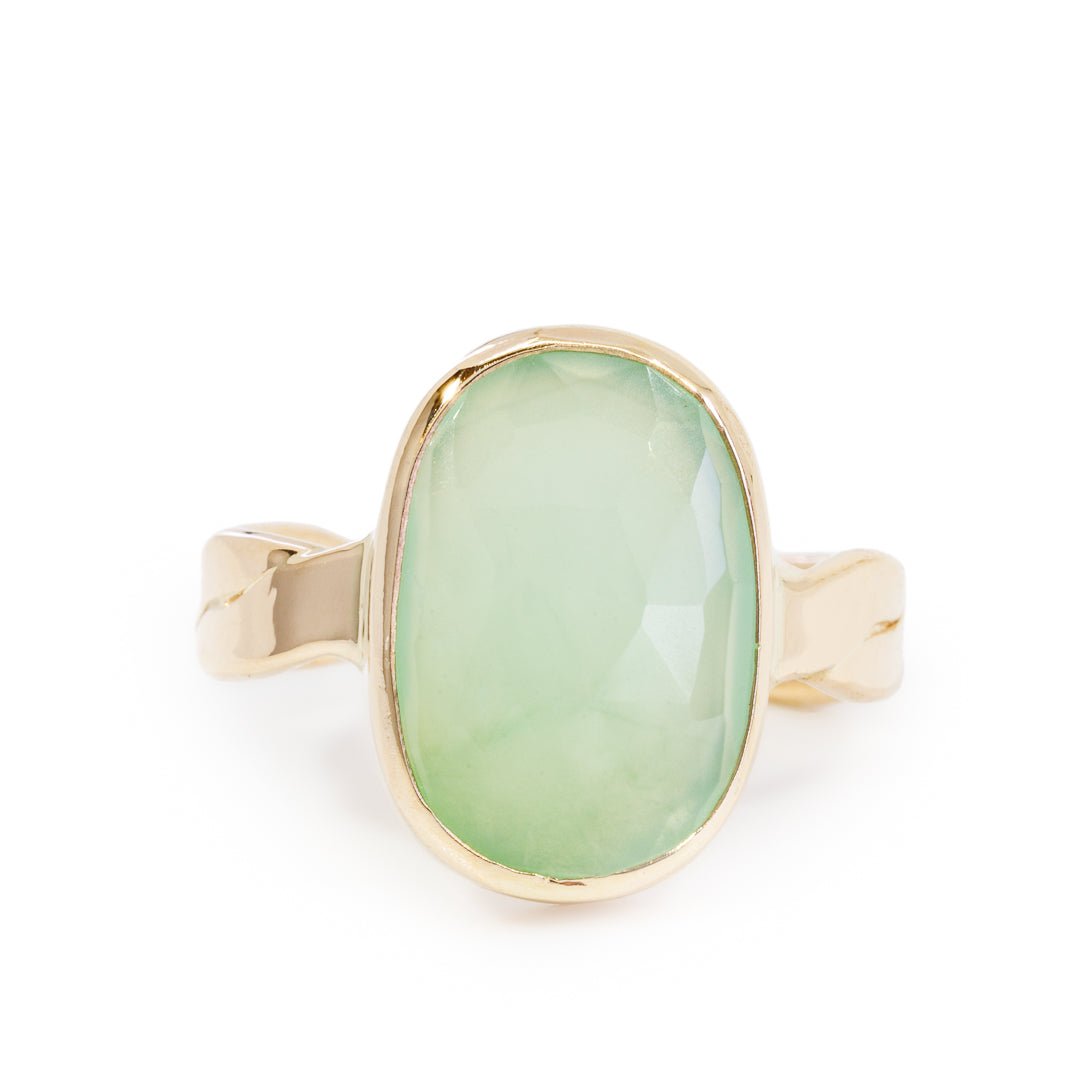 Chrysoprase 3.68 Carat Faceted 14k Handcrafted Gemstone Ring - ZO-386 - Crystalarium
