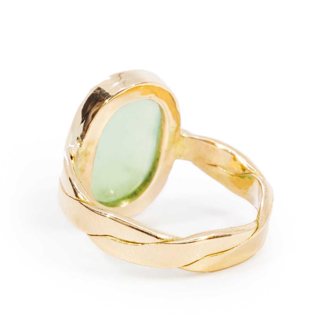 Chrysoprase 3.68 Carat Faceted 14k Handcrafted Gemstone Ring - ZO-386 - Crystalarium