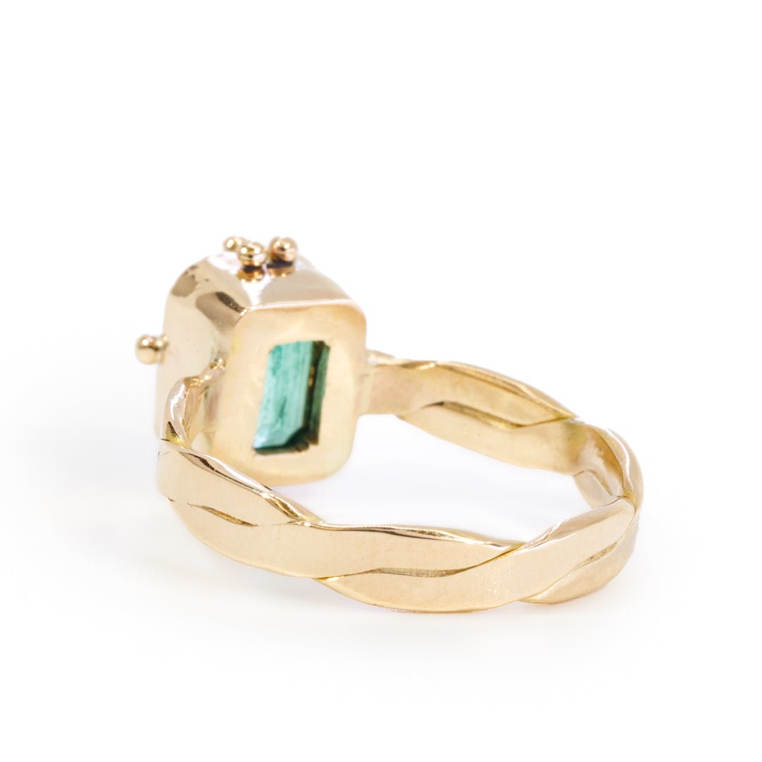 Emerald 2.29 Carats Faceted 14k Handcrafted Gemstone Ring - AAO-194 - Crystalarium