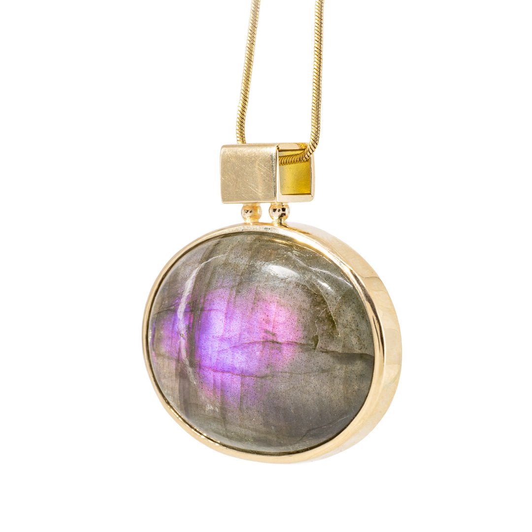 Labradorite 40.12 Carat 14k Handcrafted Gemstone Pendant - LLO-024 - Crystalarium
