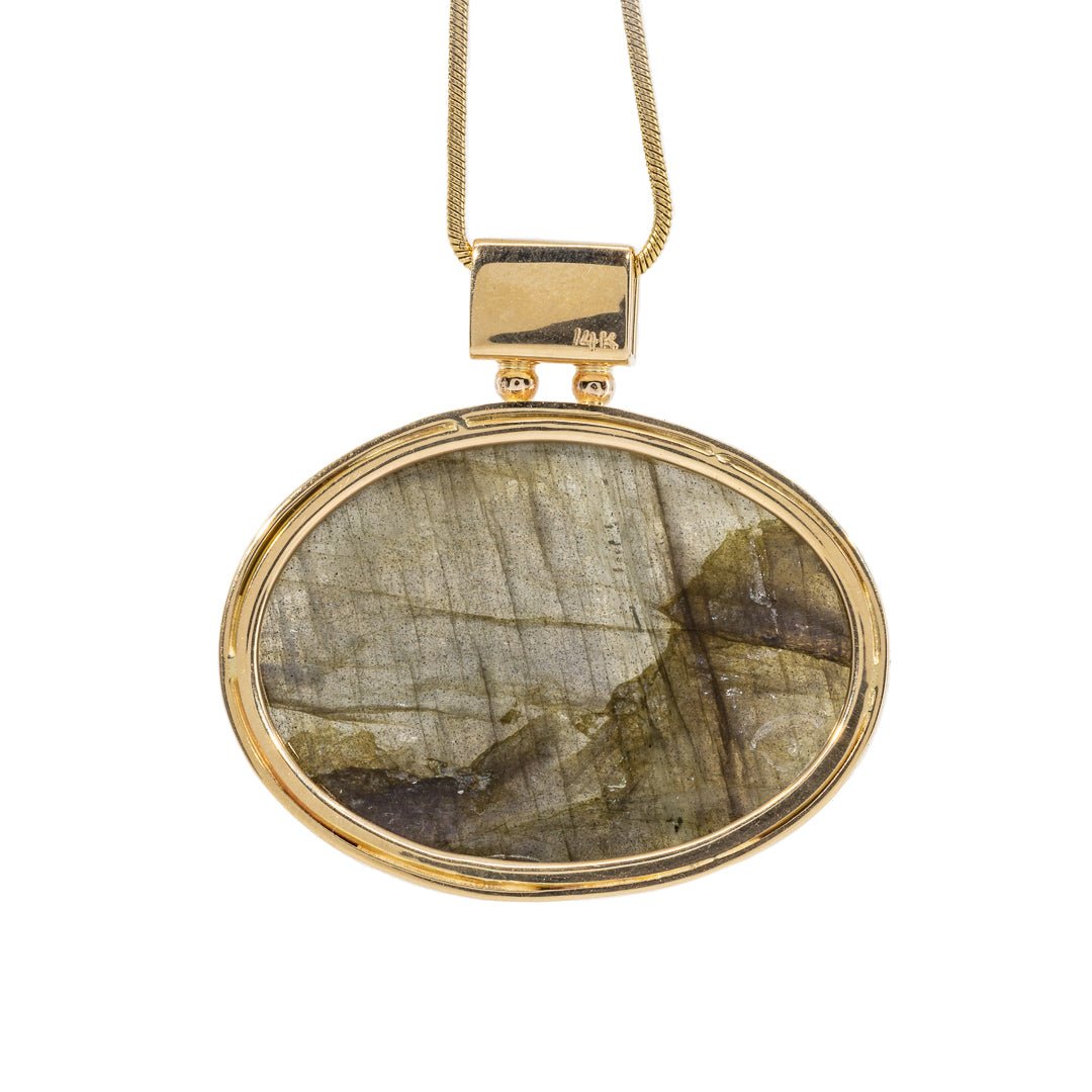 Labradorite 40.12 Carat 14k Handcrafted Gemstone Pendant - LLO-024 - Crystalarium