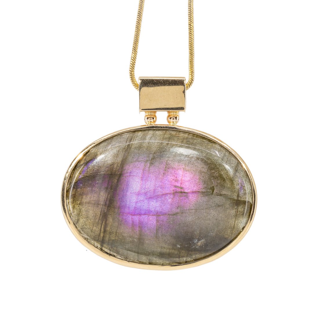 Labradorite 40.12 Carat 14k Handcrafted Gemstone Pendant - LLO-024 - Crystalarium