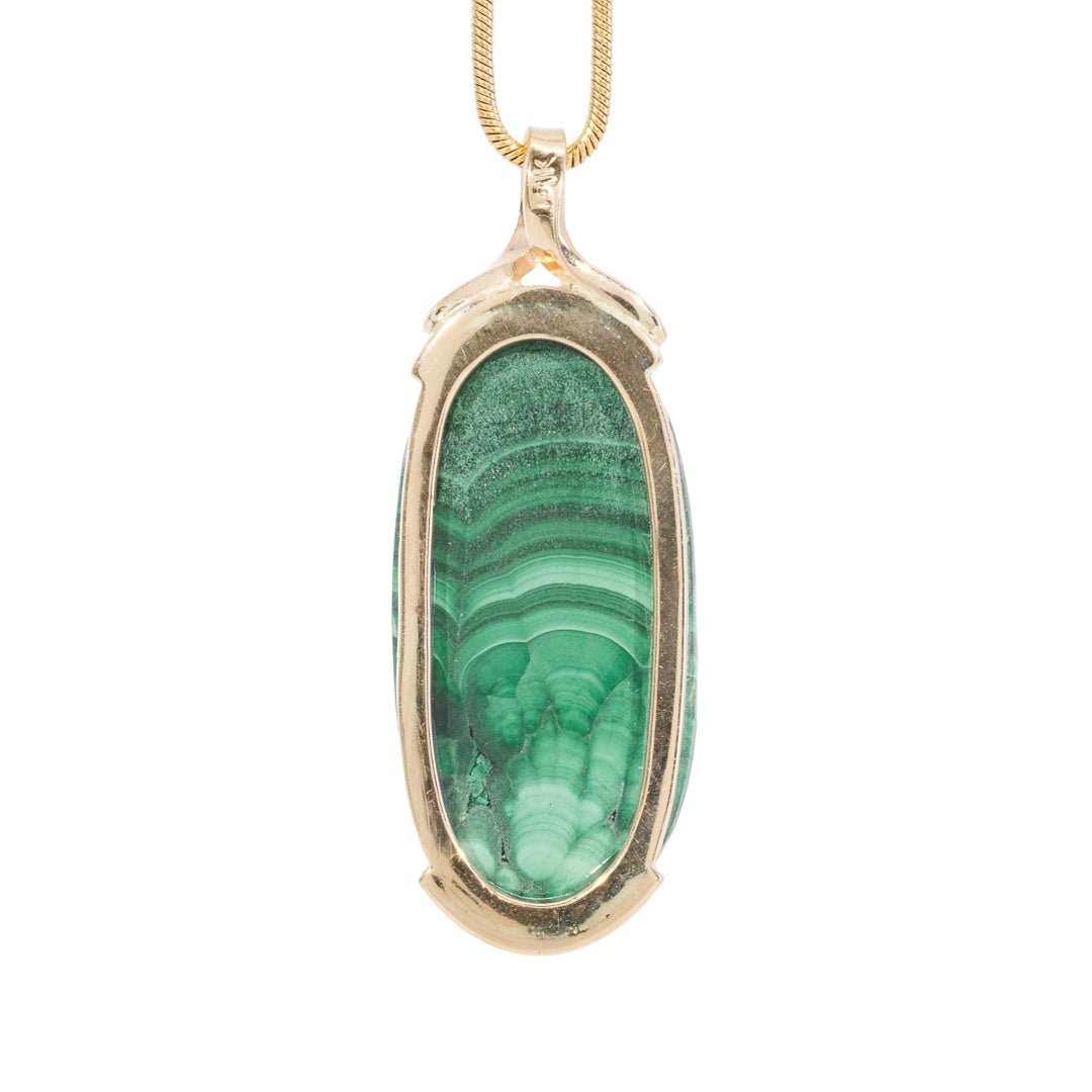 Malachite 18.59 Carat 14k Handcrafted Crystal Pendant - KKO-088 - Crystalarium