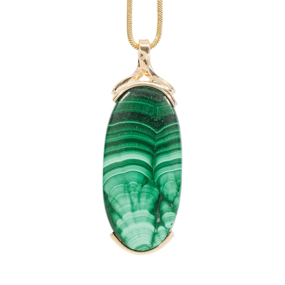 Malachite 18.59 Carat 14k Handcrafted Crystal Pendant - KKO-088 - Crystalarium