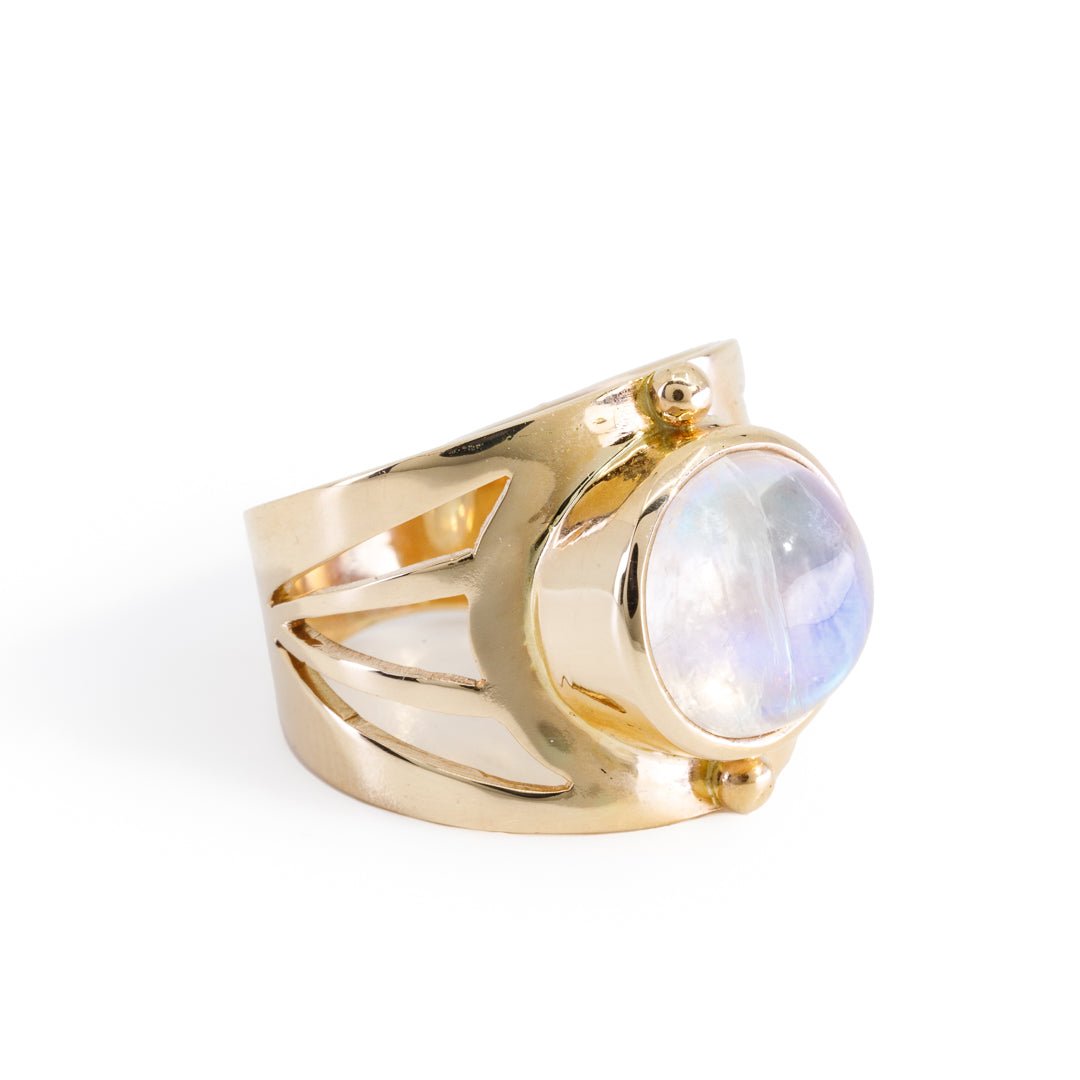 Moonstone 41.34 Carat 14k Handcrafted Gemstone Ring - JJO-239 - Crystalarium
