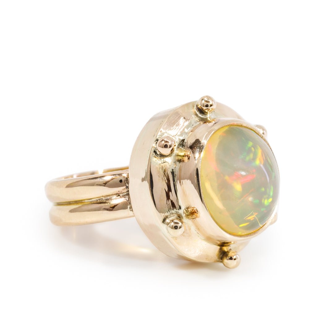 Opal 3.82ct Cabochon 14k Handcrafte Gemstone Ring - CCO-260 - Crystalarium