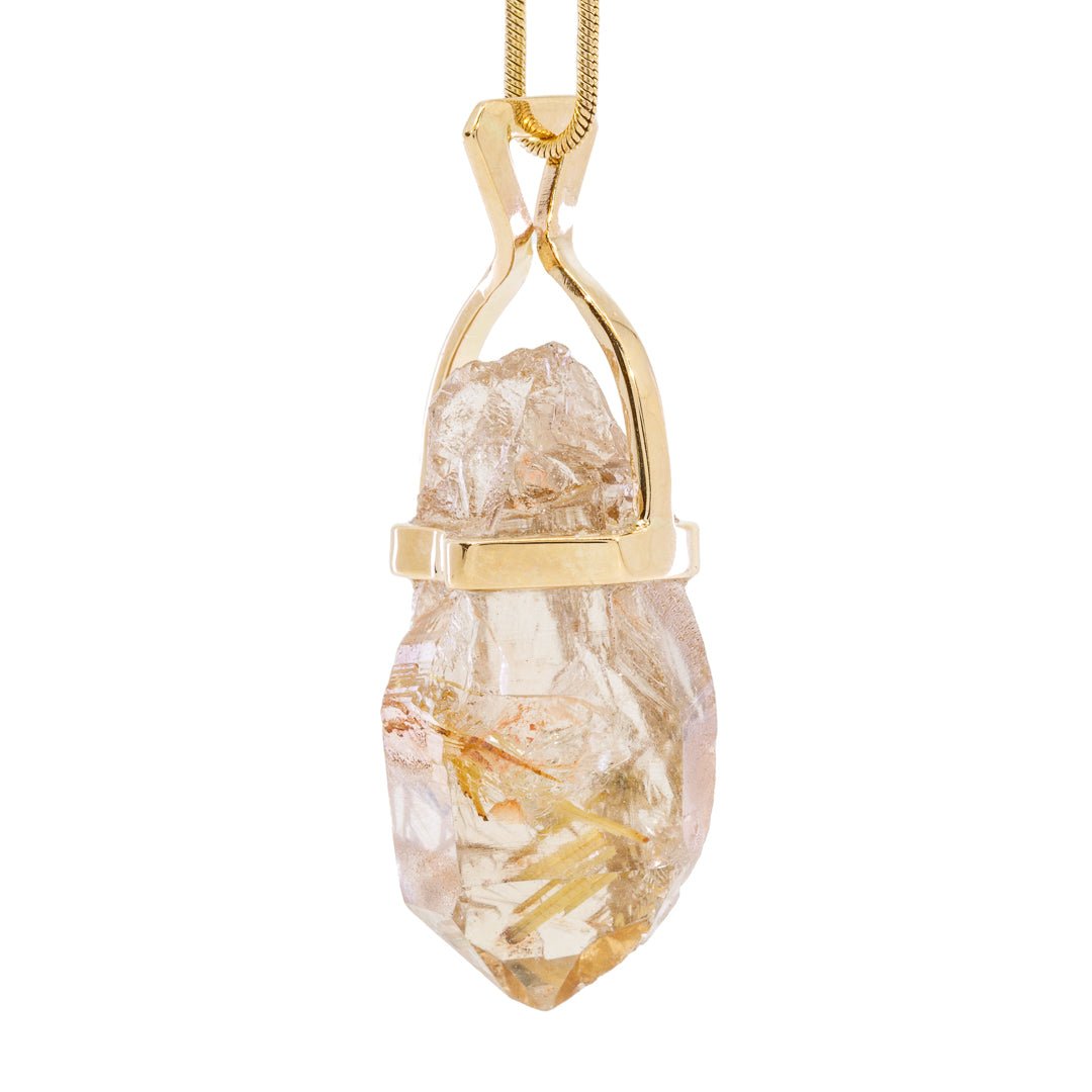 Star Rutile 18.79 Carat 14k Handcrafted Natural Crystal Twist Pendant - KKO-173 - Crystalarium