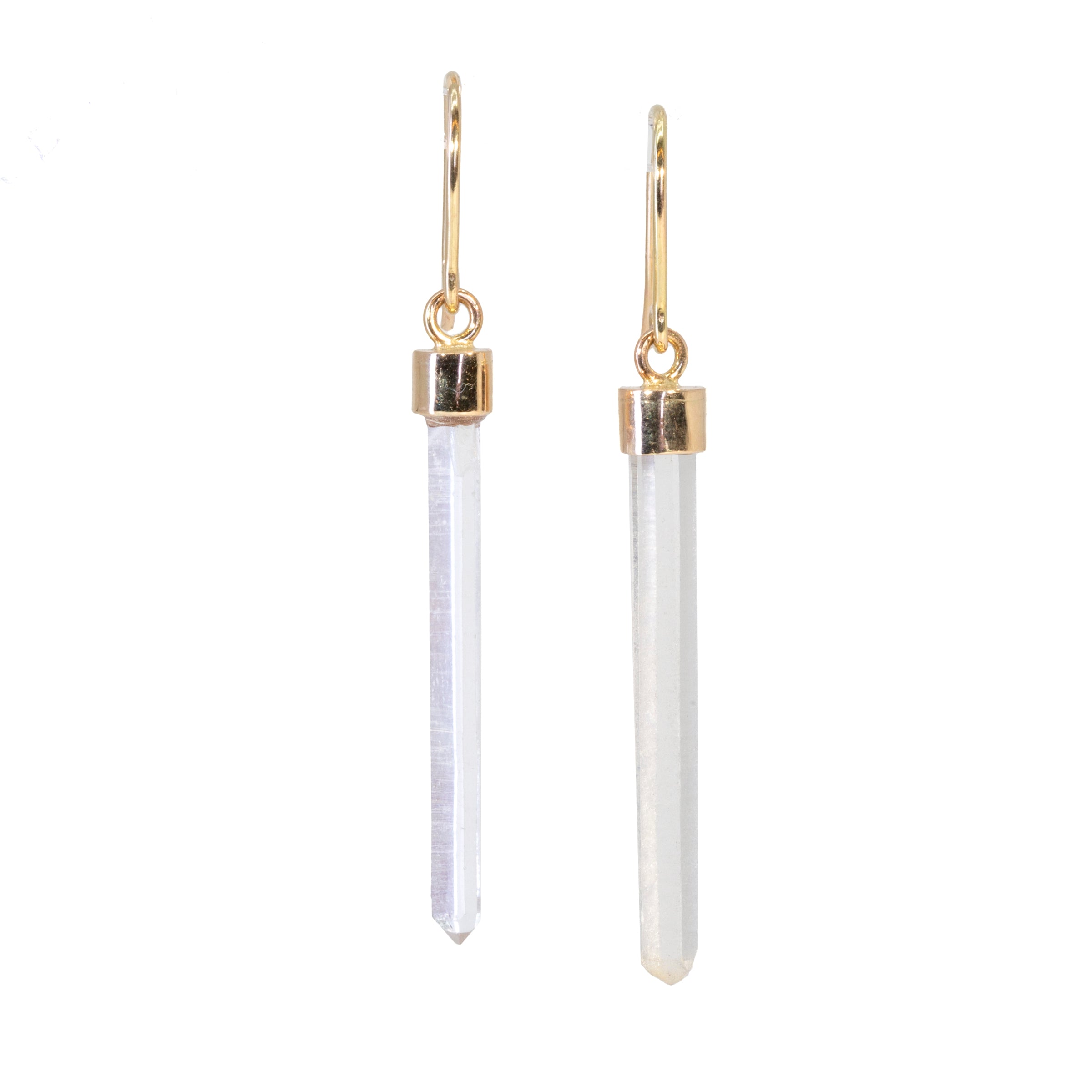Colombian Quartz 6.6 Carat Natural Crystal 14K Handcrafted Earrings - JJO-147 - Crystalarium
