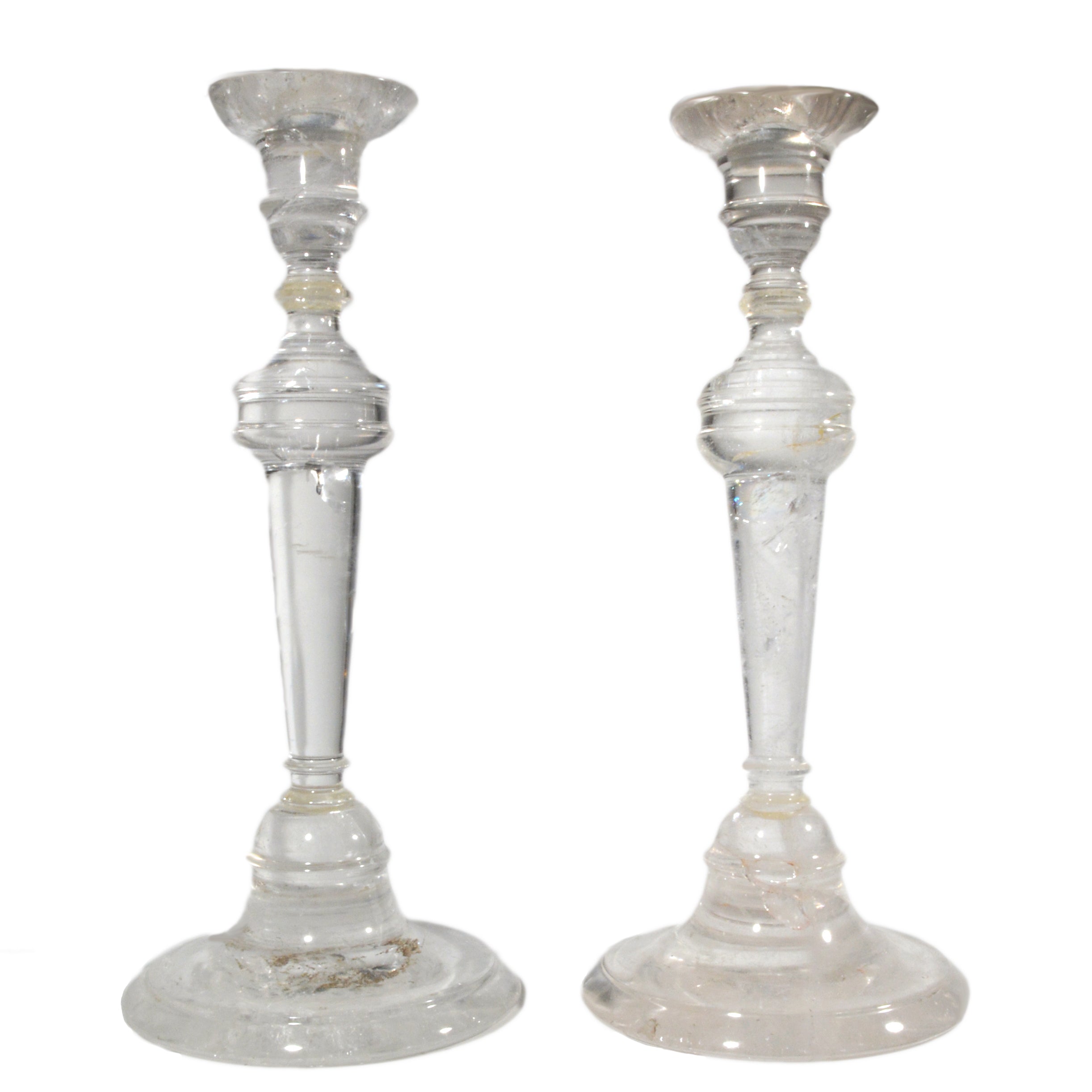 Quartz 10.3 inch Clear Crystal Candlesticks - VR-027B - Crystalarium