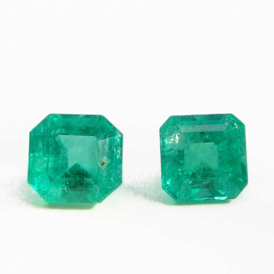 Emerald 8.49 mm 5.36 carats Faceted Emerald Cut Natural Gemstone Pair - Colombia - 22-027 - Crystalarium