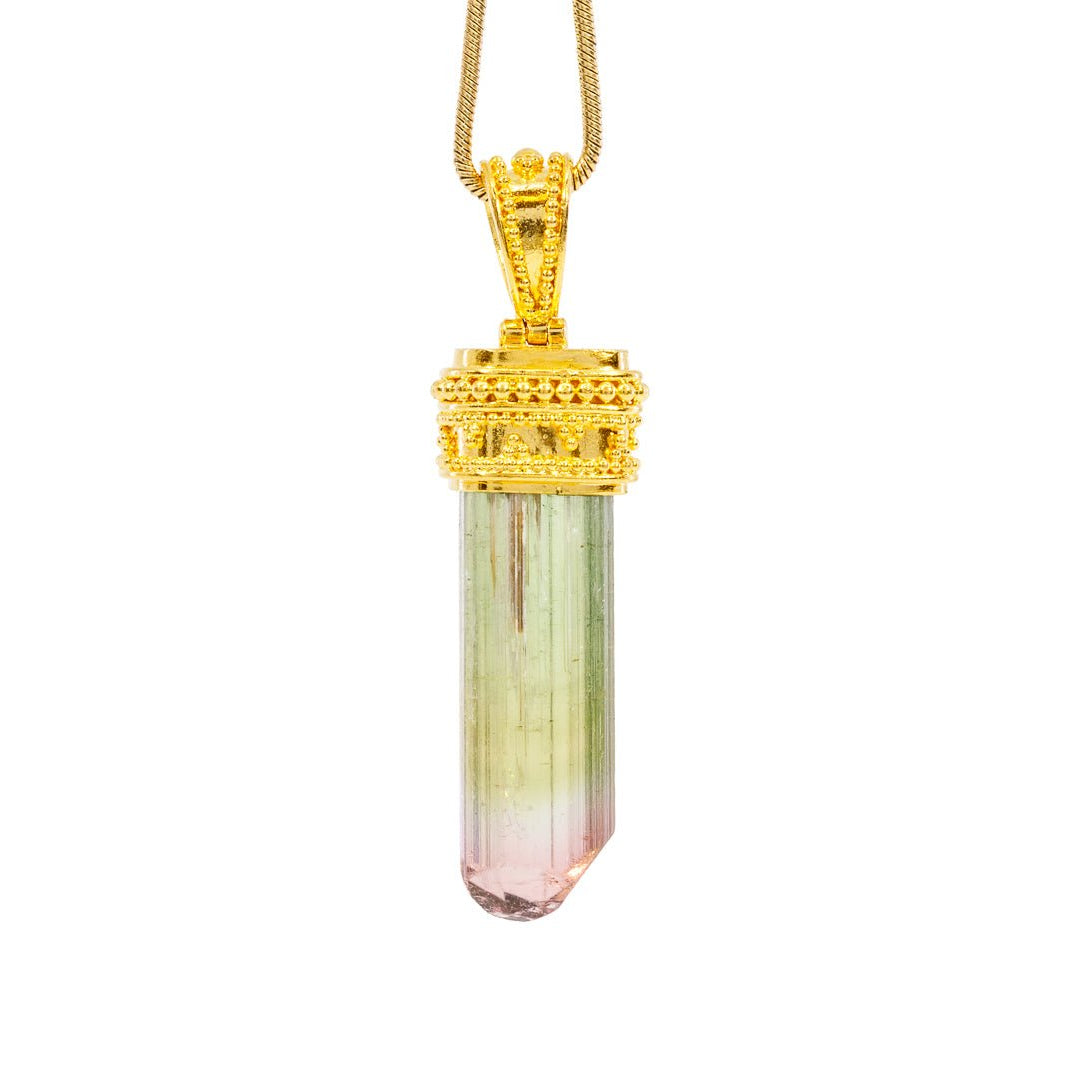 Bicolor Tourmaline 11.54 Carat 22k Handcrafted Natural Crystal Pendant - KKO-204 - Crystalarium