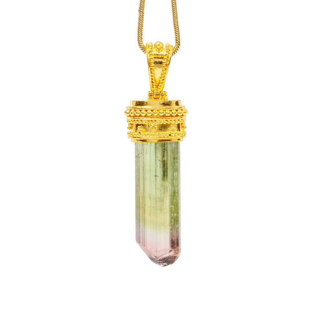 Bicolor Tourmaline 11.54 Carat 22k Handcrafted Natural Crystal Pendant - KKO-204 - Crystalarium