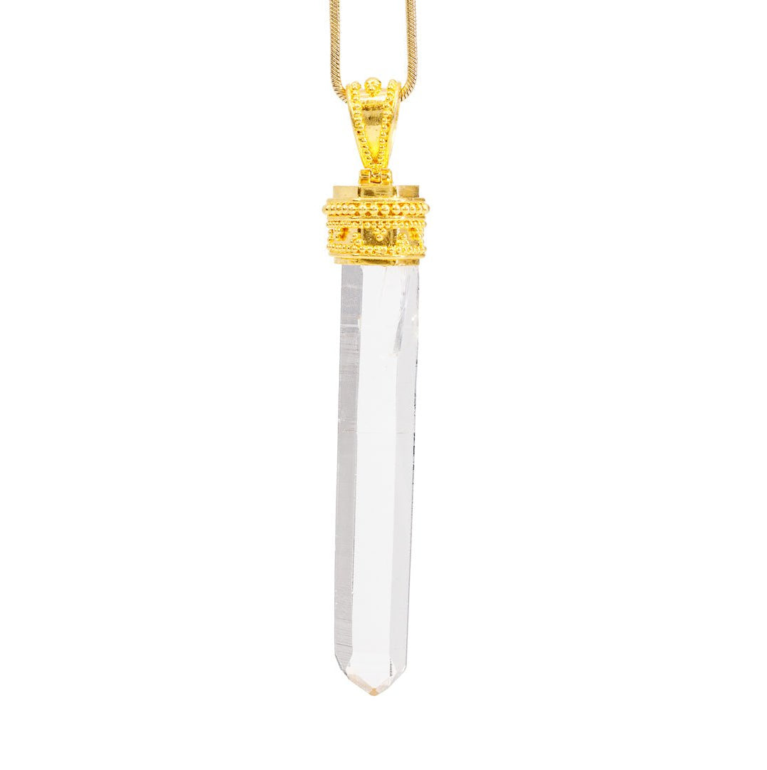 Colombian Quartz 18.93 Carat 22k Handcrafted Natural Crystal Pendant - KKO-210 - Crystalarium