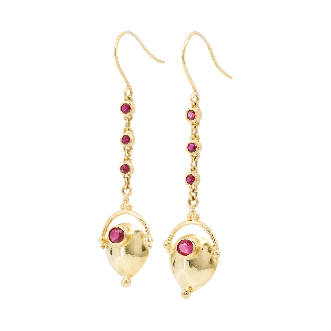 Ruby 5.36 carats Faceted 22K Handcrafted Gemstone Dangle Earrings - GGO-075 - Crystalarium