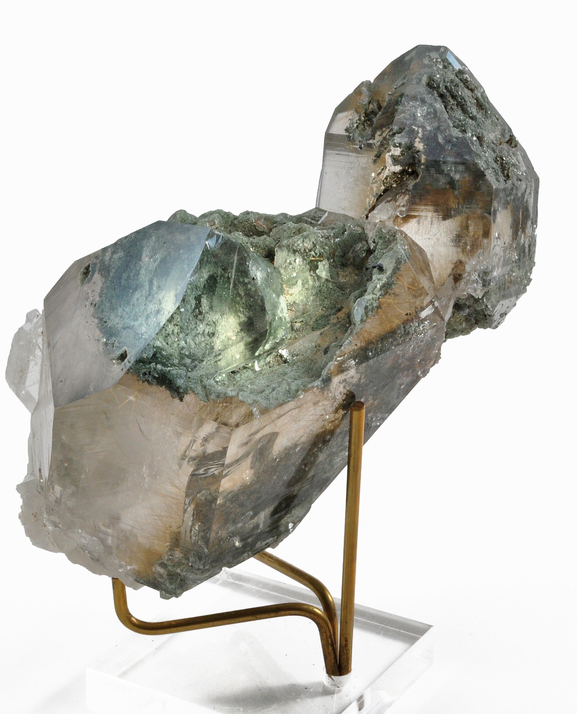 Cat's Eye Rutilated Quartz with Chlorite 5.6 inch 2.63 lb Natural Crystal Cluster - Mongolia - DDX-250 - Crystalarium