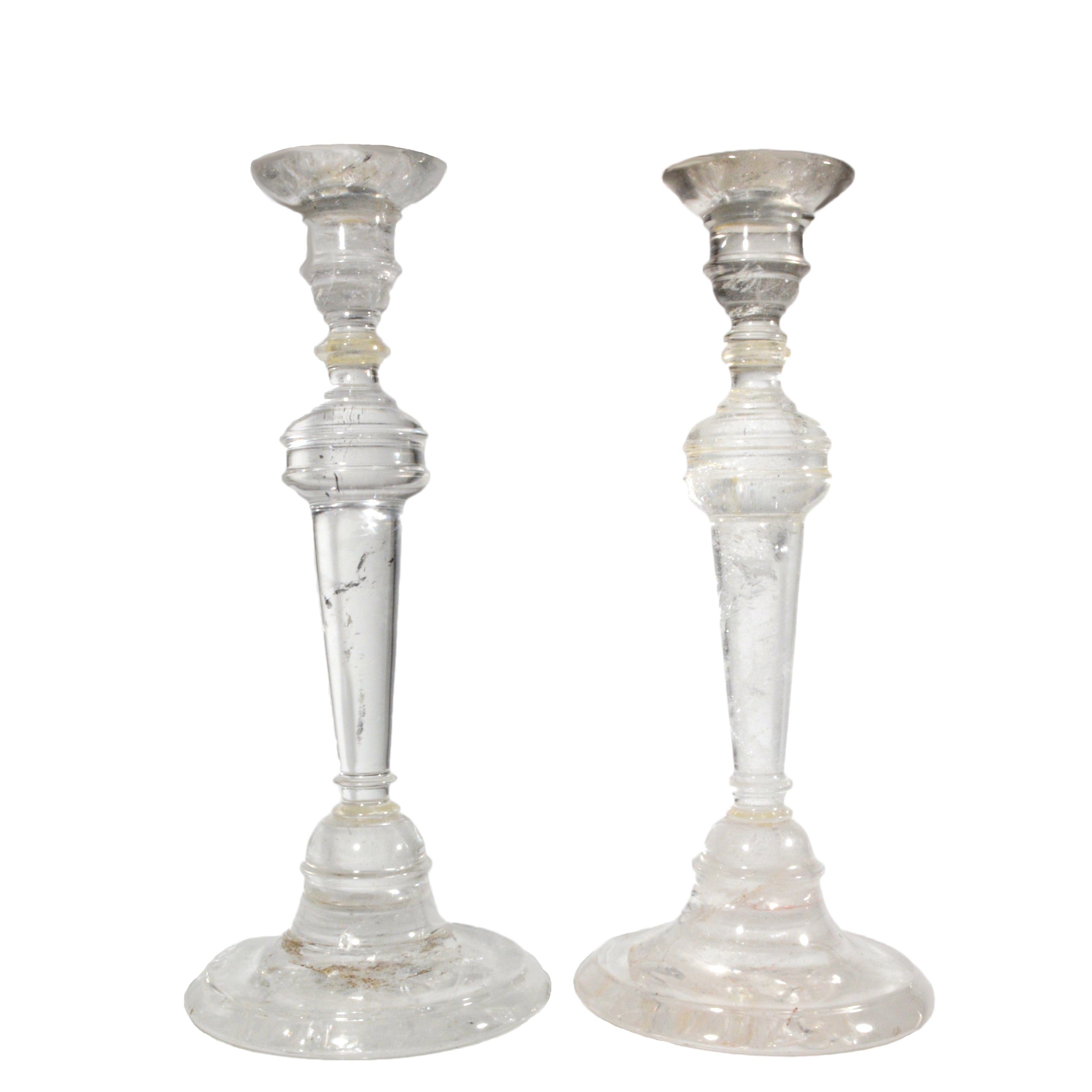 Quartz 10.3 inch Clear Crystal Candlesticks - VR-027B - Crystalarium