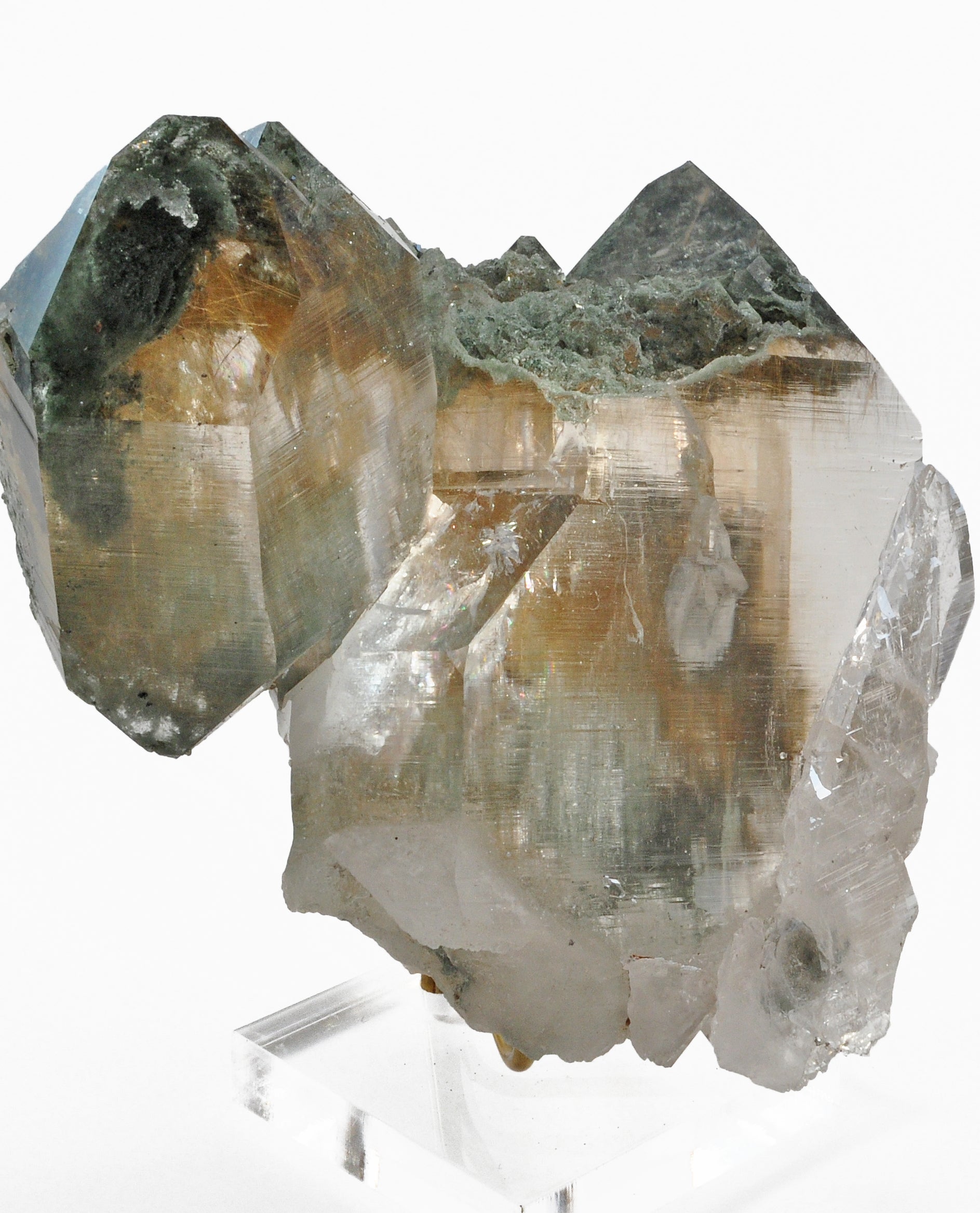 Cat's Eye Rutilated Quartz with Chlorite 5.6 inch 2.63 lb Natural Crystal Cluster - Mongolia - DDX-250 - Crystalarium