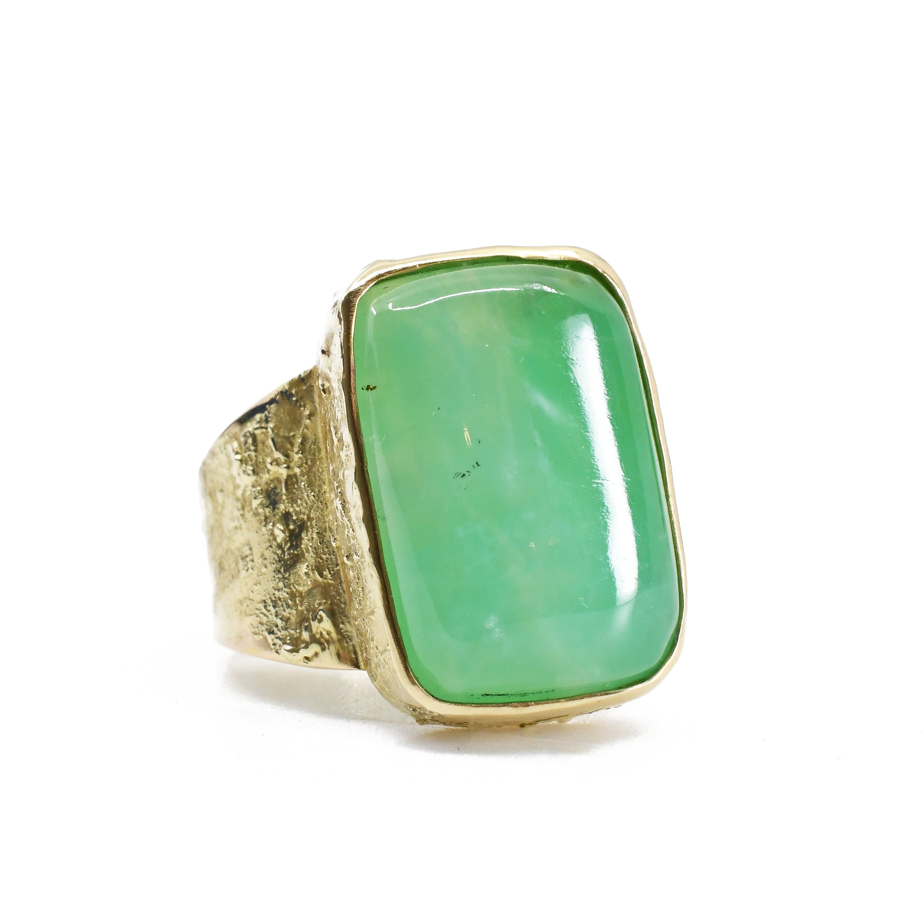 Chrysoprase Cabochon 14k Handcrafted Gemstone Ring - XO-210 - Crystalarium