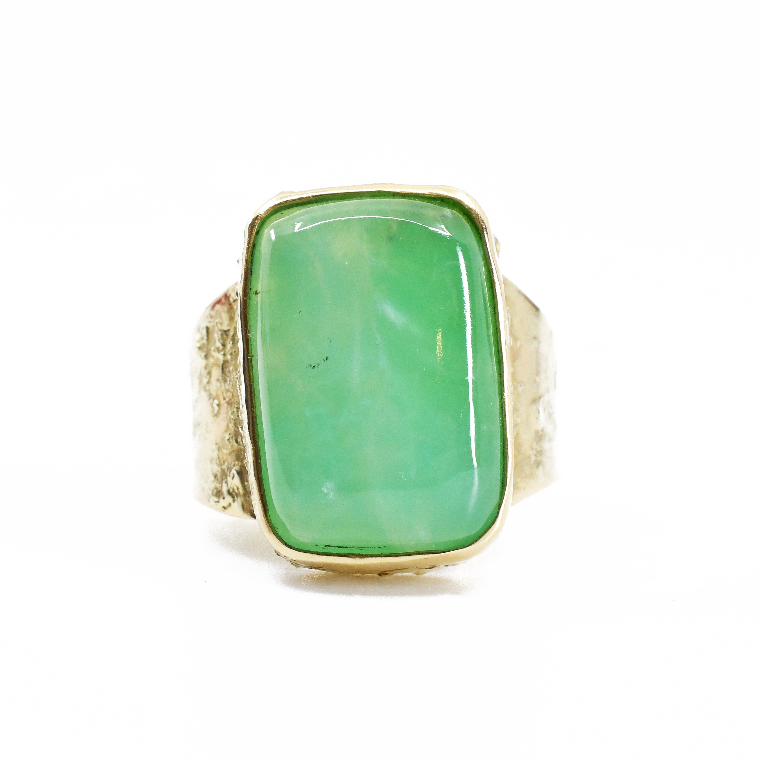 Chrysoprase Cabochon 14k Handcrafted Gemstone Ring - XO-210 - Crystalarium