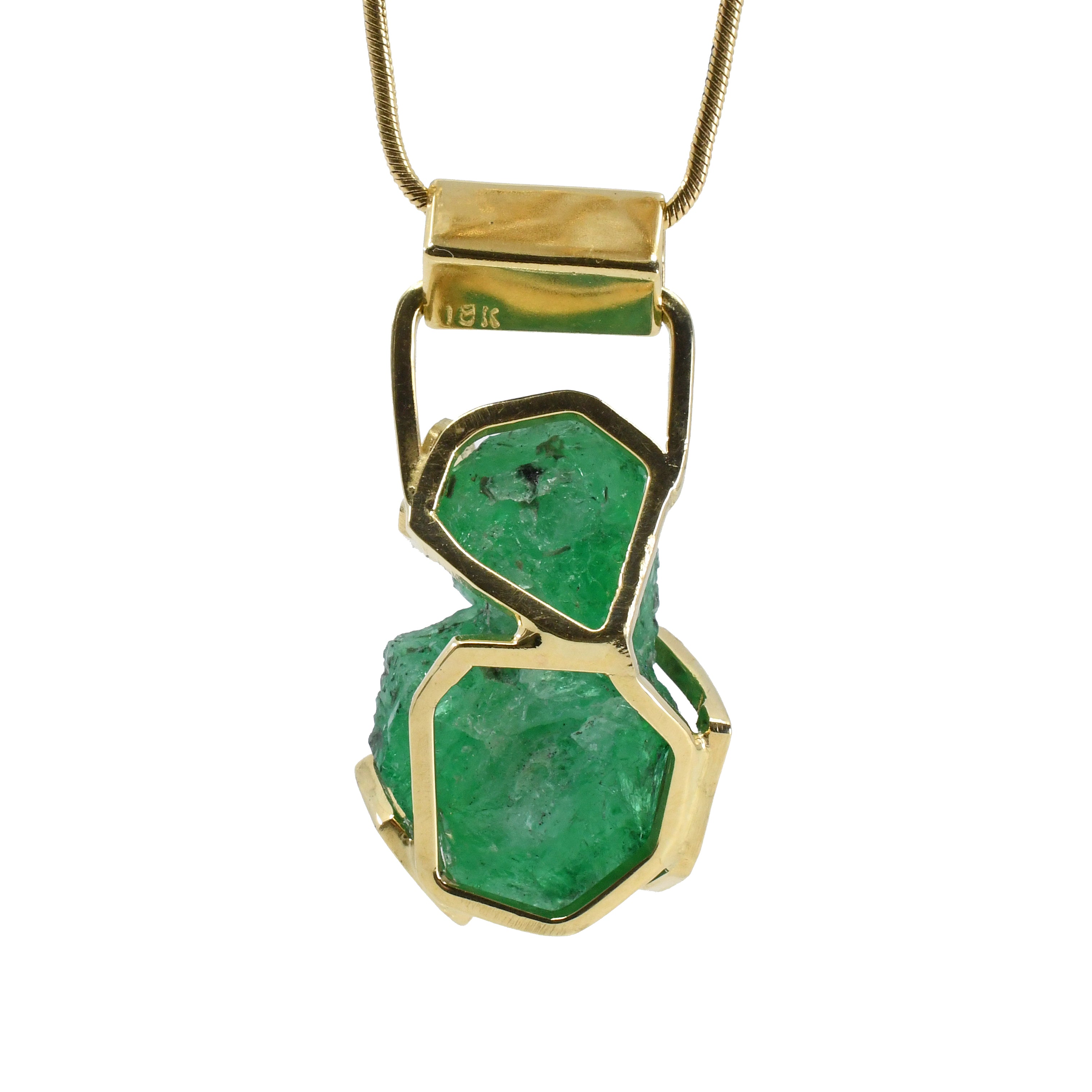 Emerald Natural Crystal Cluster 22.8ct 18k Handcrafted Pendant - HHO-021 - Crystalarium