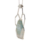 Aquamarine in Quartz 21.88ct Crystal Slice Handcrafted Sterling Silver Honeycomb Pendant - HHO-083 - Crystalarium