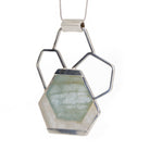 Aquamarine in Quartz 21.88ct Crystal Slice Handcrafted Sterling Silver Honeycomb Pendant - HHO-083 - Crystalarium